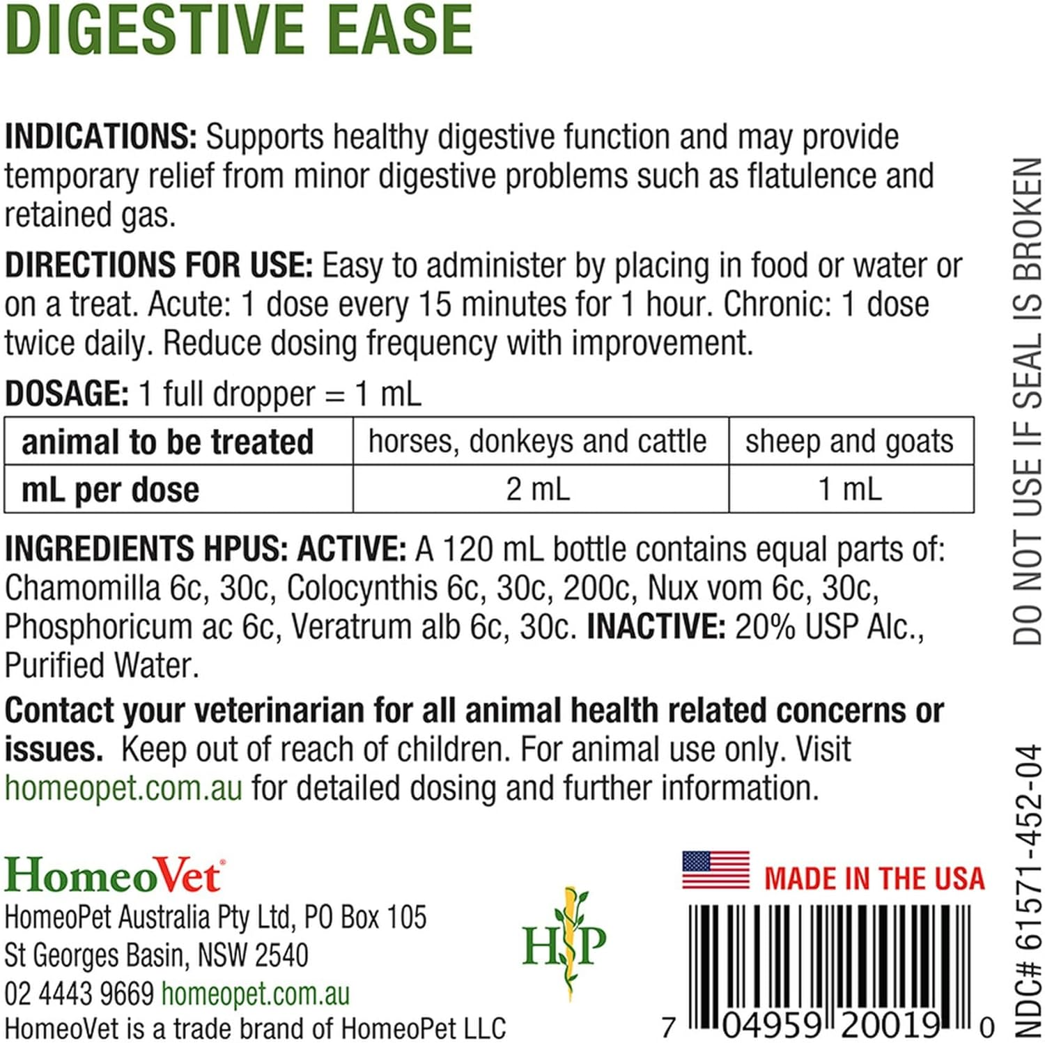 Homeovet Equine Digestive Ease 120 Ml - for Minor Digestive Upsets in Horses an All Natural Digestion Aid for Horses to Maintain a Well Balanced System for Equine Intestinal Health image number 3