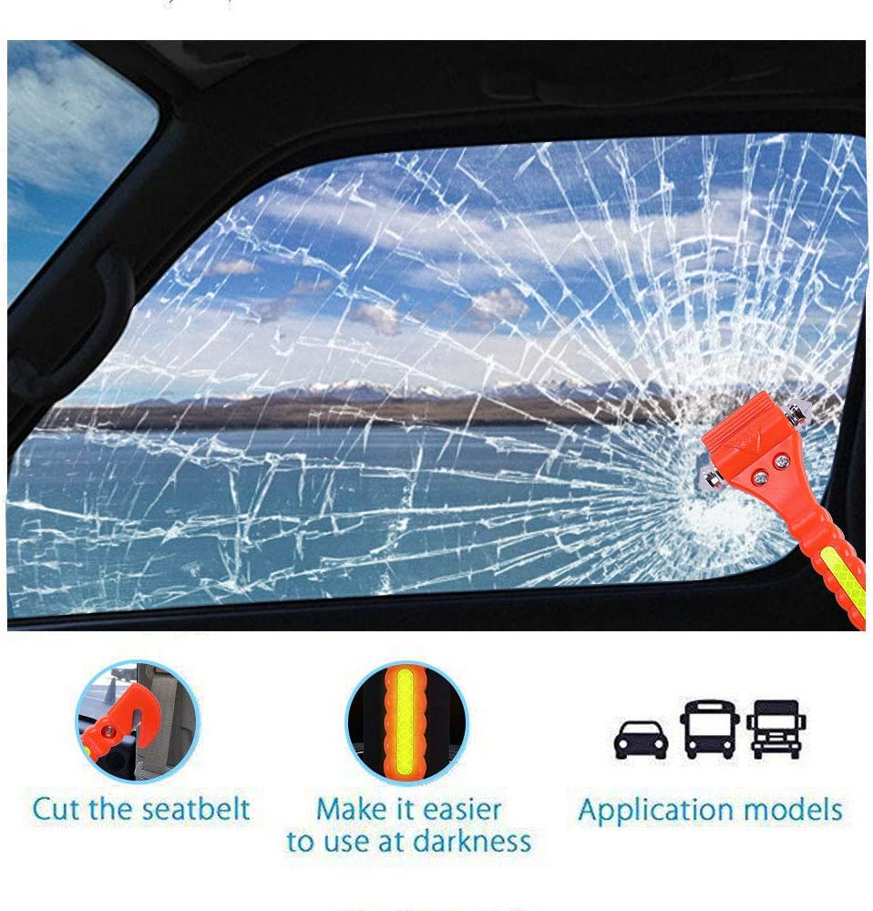 4 PCS Godecho Car Emergency Escape Window Breaker and Seat Belt Cutter Hammer with Light Reflective Tape,Life Saving Survival Kit image number 3
