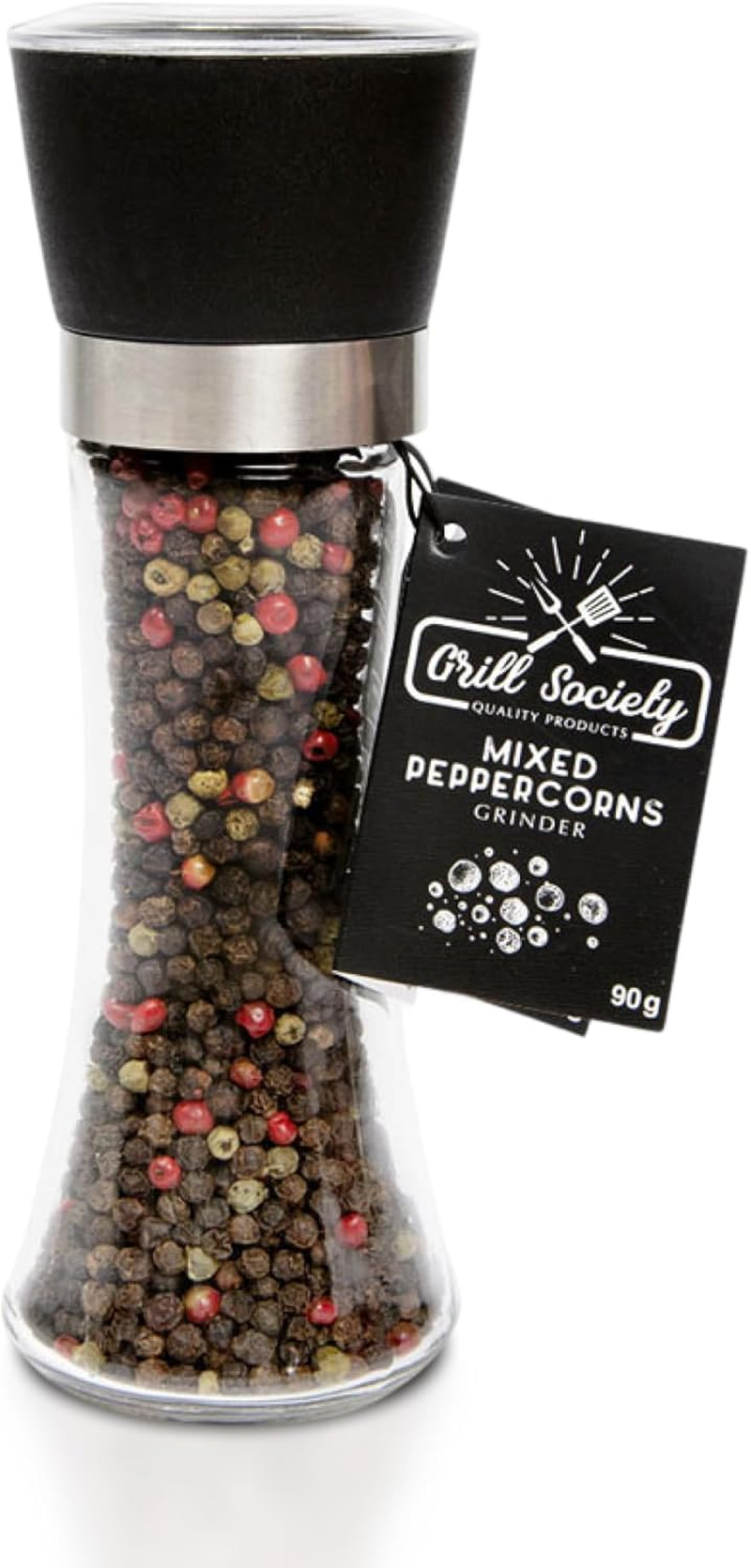 Grill Society Mixed Peppercorns Grinder, 90G - Whole Mixed Peppercorns Spice Grinder with Bold Flavour, Adjustable Pepper Grinder for Cooking, BBQ, Steak, Salads and Everyday Use image number 2