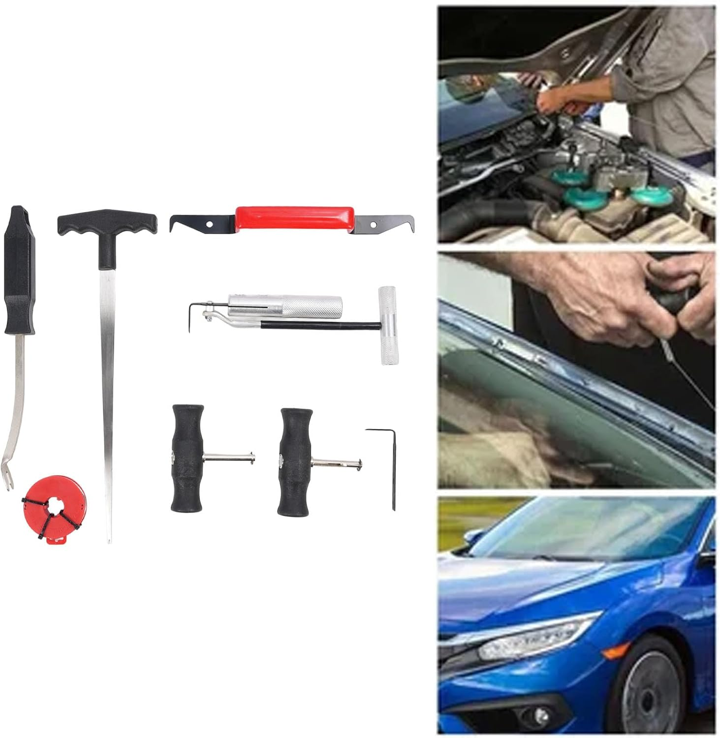 Pyhodi 8PCS Windshield Removal Tool Kit, Automotive Wind Glass Removal Hand Tool Car Windscreen Remover Set for Classic Vintage Car Windscreen Remover Set image number 1