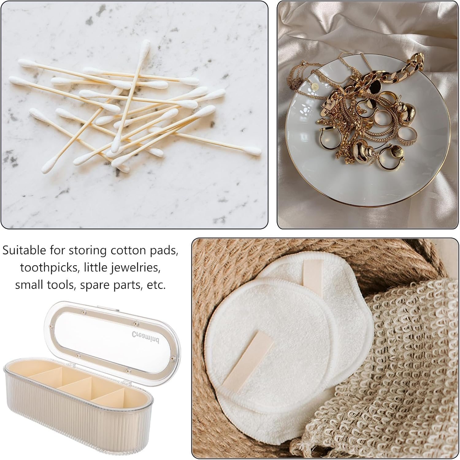 GRADENEVE Clear Makeup Sponge Organizer Box with Compartments and Protective Lid Compact Cosmetic Storage for Foundation Blenders and Beauty Tools Transparent Dustproof Holder for Vanity And image number 5