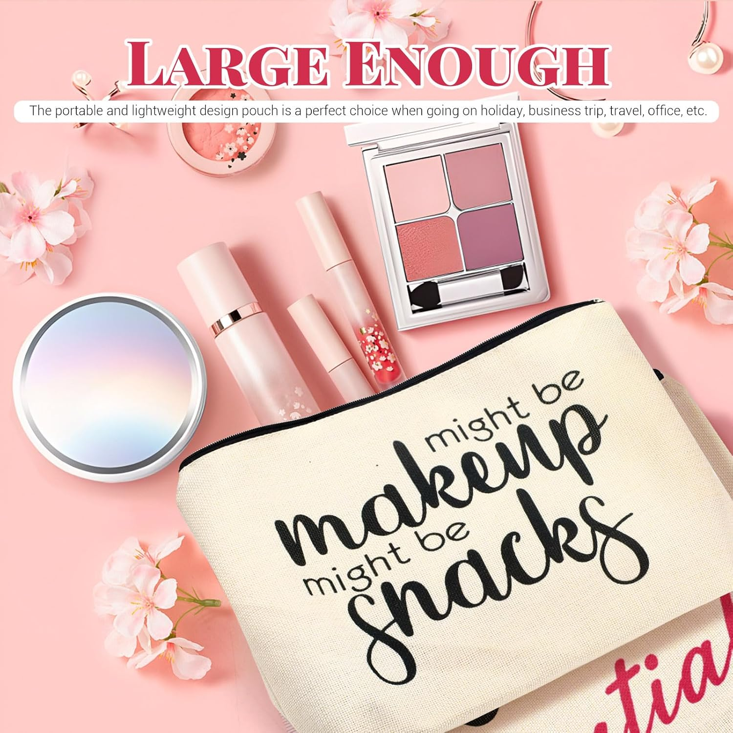 2PCS Funny Makeup Bag, Cute Zipper Pouch, Funny Makeup Bags for Women, Cosmetic Pouch, Cosmetic Bags for Women, White, Modern image number 2