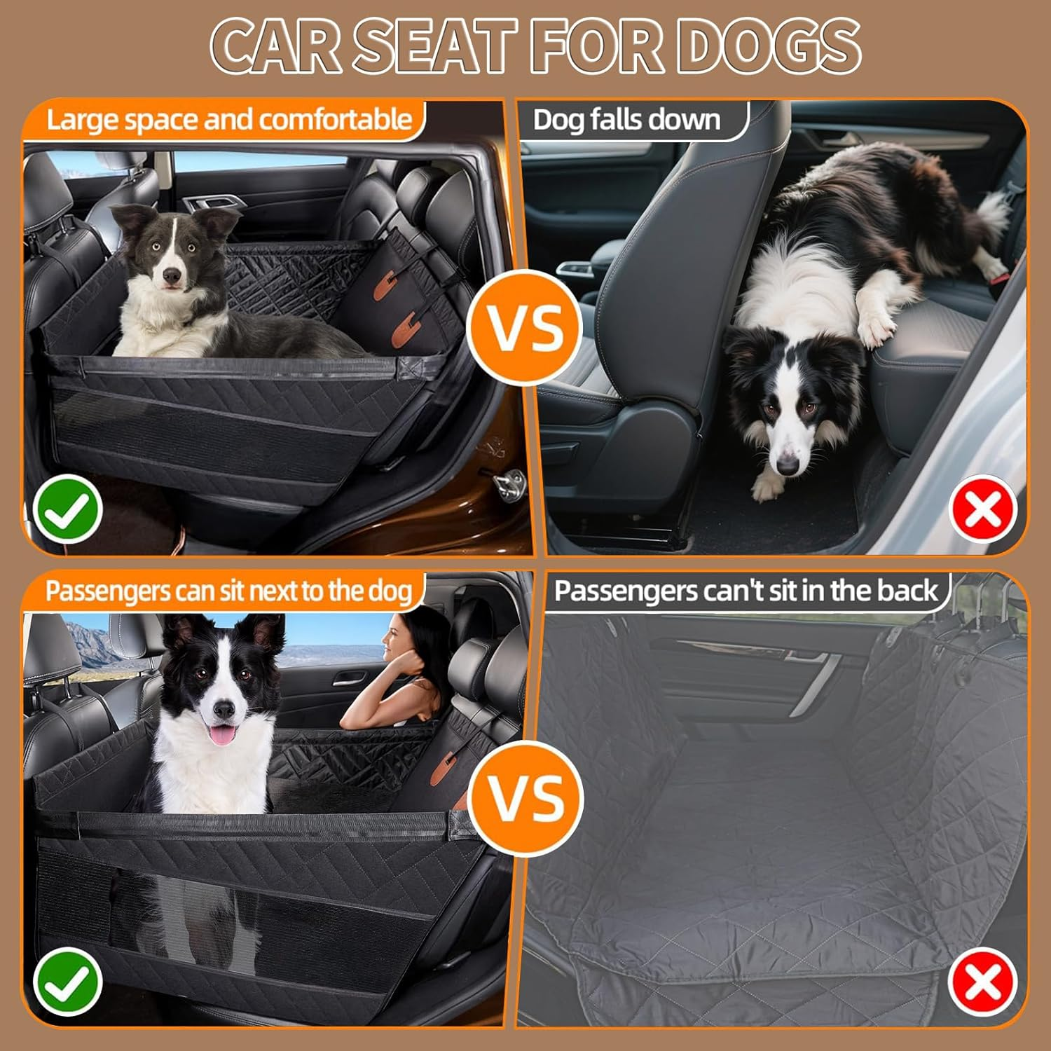 Large Dog Car Seat for Medium Dogs, Extender for Large Cover Back Hammock for Car Back Seat Dog Bed Mattress, Pet Car Seat for Car SUV Truck image number 3