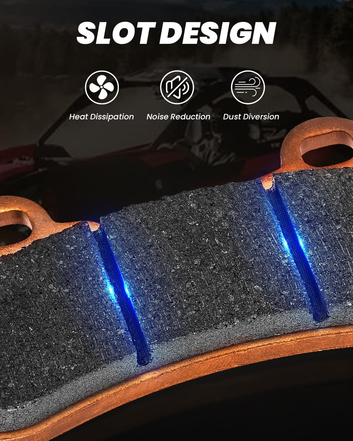 Sintered Brake Pads for Can-Am Maverick X3 & X3 Max 4X4 XRS DPS 2017-2024,2019-2021 Maverick Trail 800 1000 Sport 1000 EFI MAX 1000R Turbo R Traxter T HD5 HD8 HD10, High Braking Performance image number 2