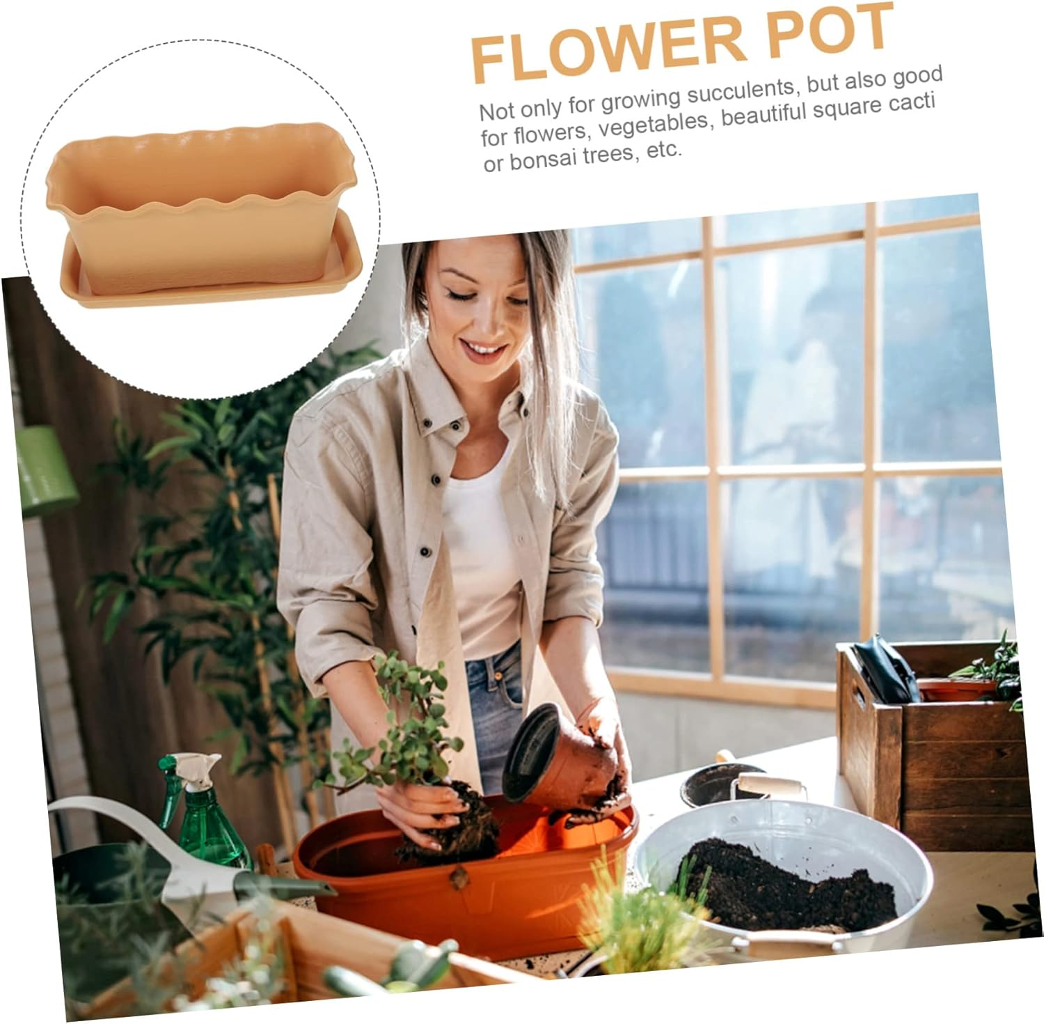 1Set Planting Container for Use Lightweight Flower Pot Tray for Vegetables Garden Decor Multipurpose Planter Box image number 6