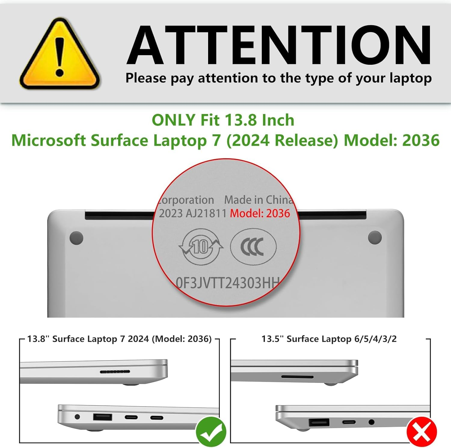 Case for 13.8 Inch Microsoft Surface Laptop 7 2024 (Model: 2036) - Protective Slim Snap on Hard Shell Cover image number 5