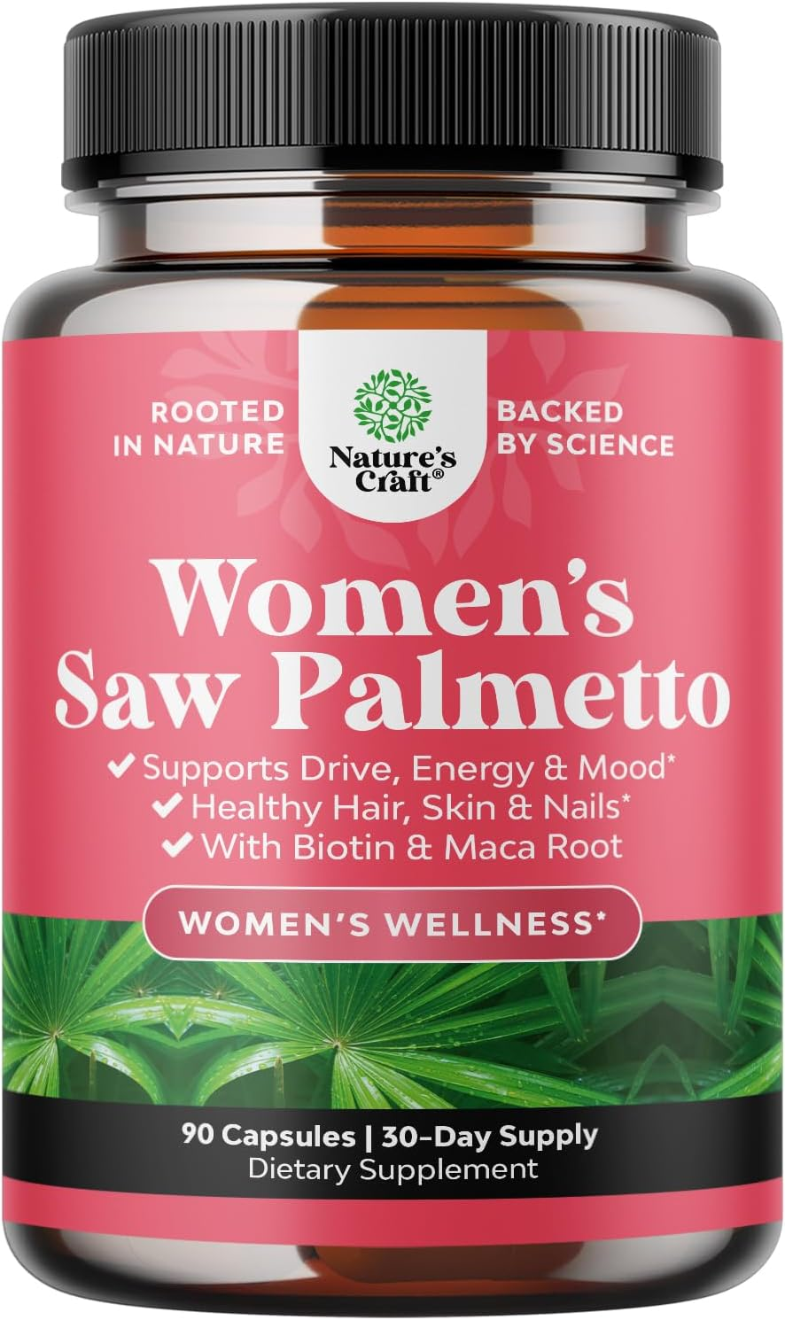 Extra Strength Saw Palmetto for Women - DHT Blocker Restoring Hair Vitamins for Hair Health - 500Mg Pure Saw Palmetto Capsules with Maca Root & Biotin for Stronger Thicker Healthier Looking Hair image number 3