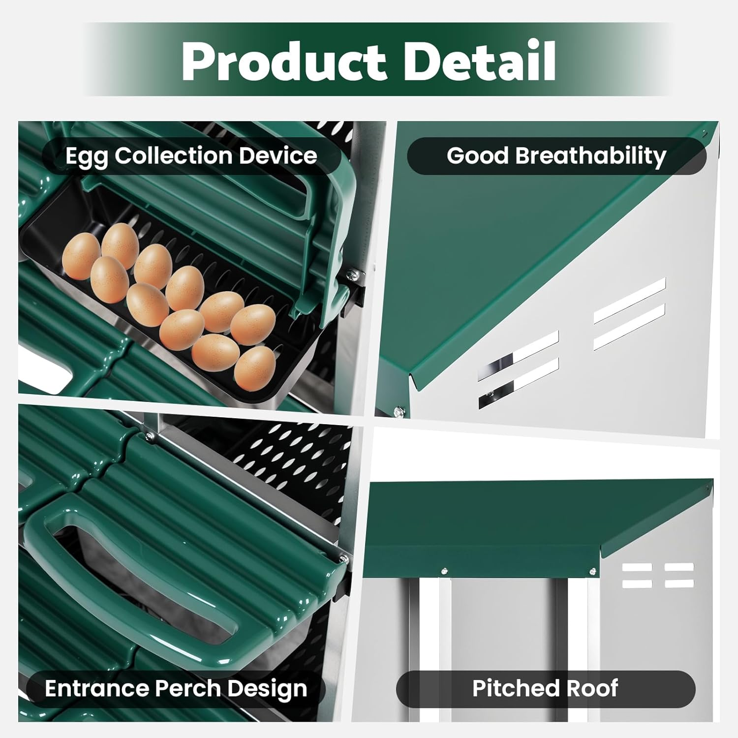 Advwin Chicken Nesting Box, Double Layer 6 Hole Metal Chicken Hen Laying Boxes with Roll Away Egg Collection & Perch, Poultry Nest House Egg Brooder Coop for Hens/Goose/Duck
