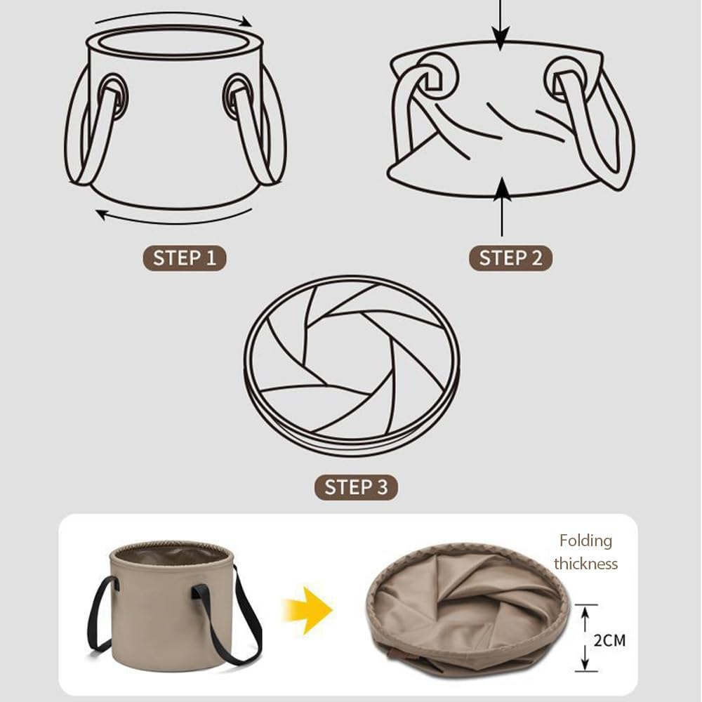 MTSDM 2Pcs Folding Camping Bucket, Collapsible Buckets, Lightweight Folding Water Container, Multifunctional Collapsible Water Basin, Portable Collapsibled Buckets, 10L, 20L image number 4