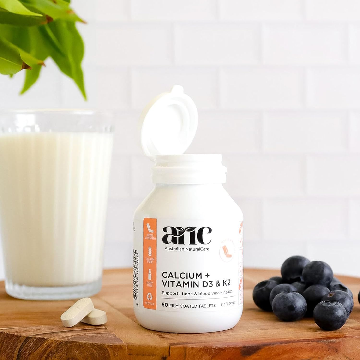 Australian Naturalcare - Bone and Muscle Health - Calcium + Vitamin D3 and K2 Tablets (60 Count)