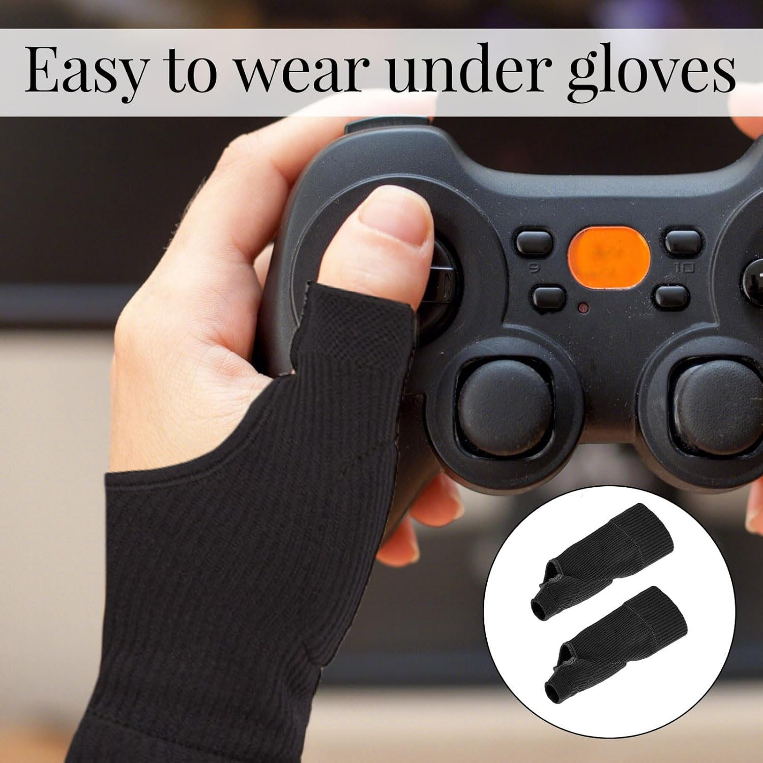 Wrist Thumb Brace, 1 Pair Wrist Support Gloves, Thumb and Wrist Brace, Compression Gloves with Gel Thumb Injury Pads, Breathable Wrist Brace for Arthritis, Carpal Tunnel, Tenosynovitis (Black) image number 5