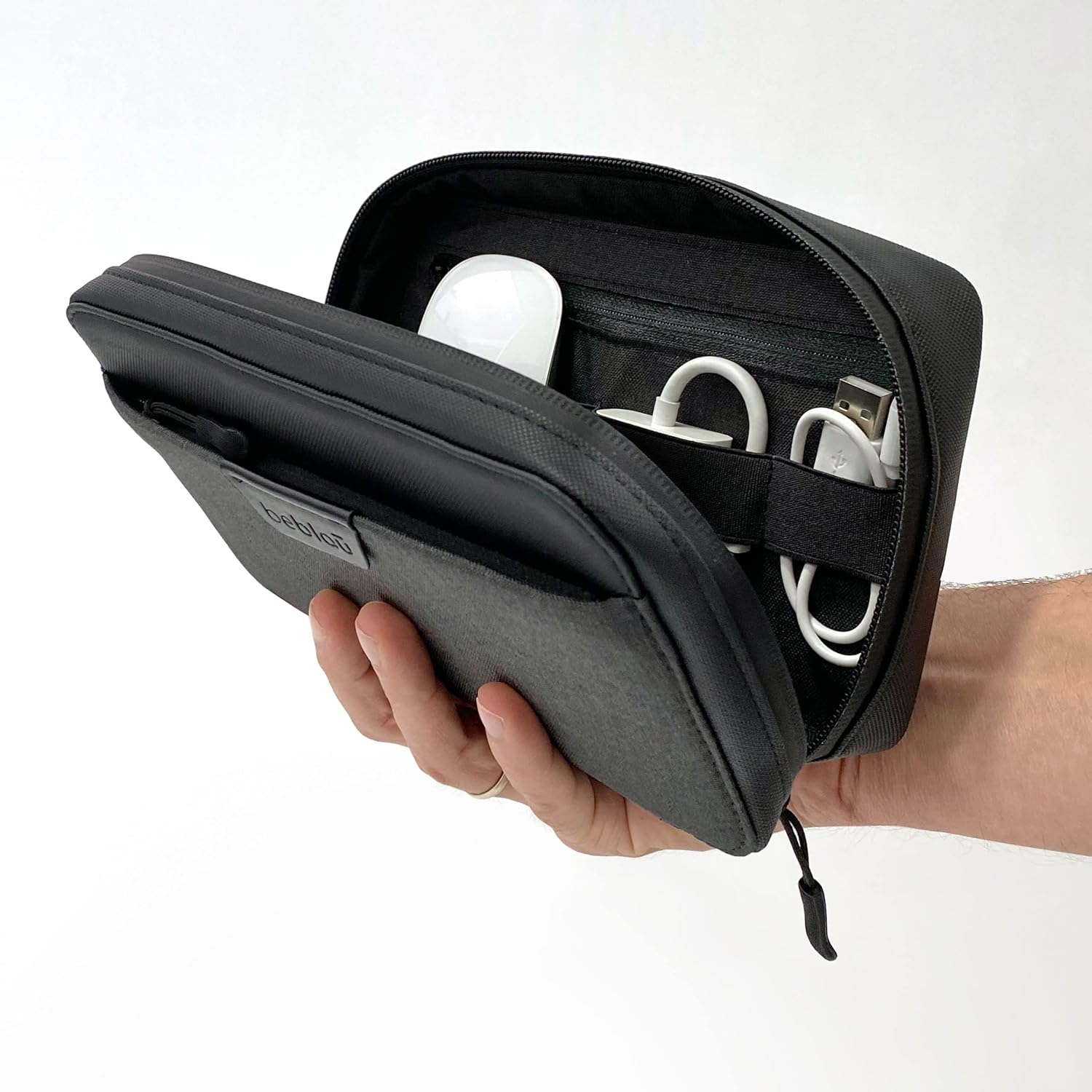 BEBLAU Cross Pouch Organizer W/Adjustable Strap. Premium Travel Tech Kit. Keep Essentials Organized with & Quick Access Pocket Storage. for Phones, Chargers, Cables, SIM Cards, HD, SD, Power Bank.