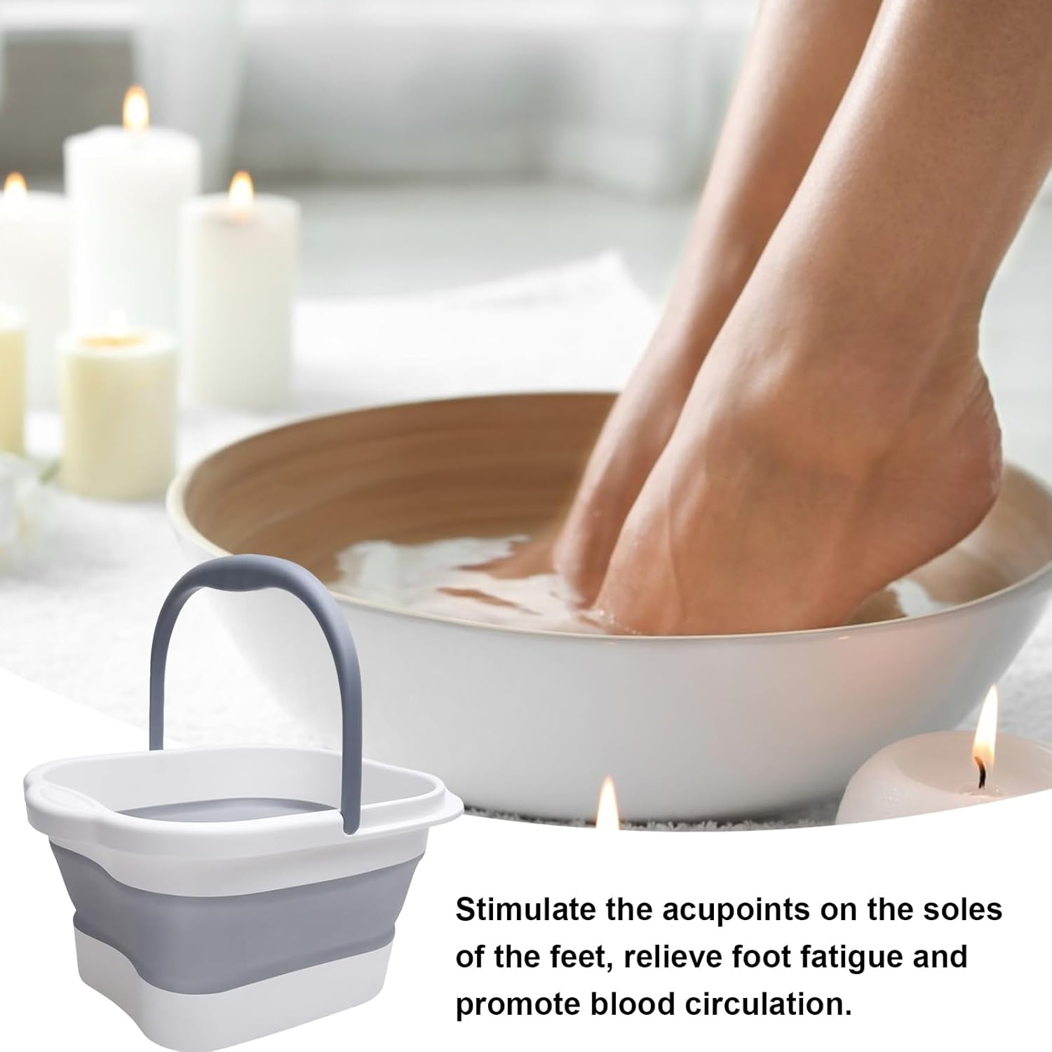 Foot Bath Bucket - Foldable Foot Bath Basin 15L | Foldable Foot Spa Bucket Portable Large Space Foot Soak with Handle, Foot Tub for Outdoor Laundry Travel Hoffti image number 6