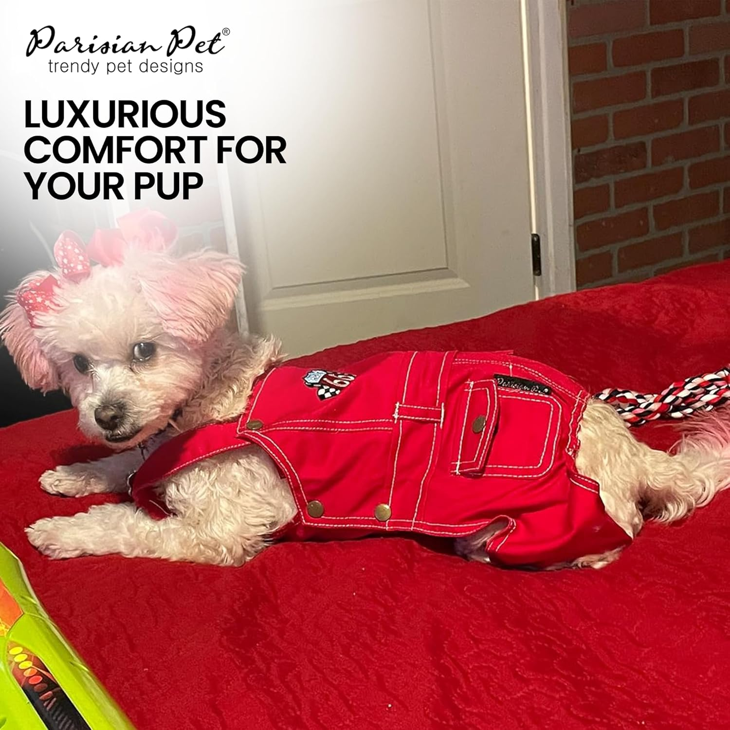 Parisian Pet Dog Clothes Cat Apparel Outfits Route 66 Jumpsuit, S image number 4