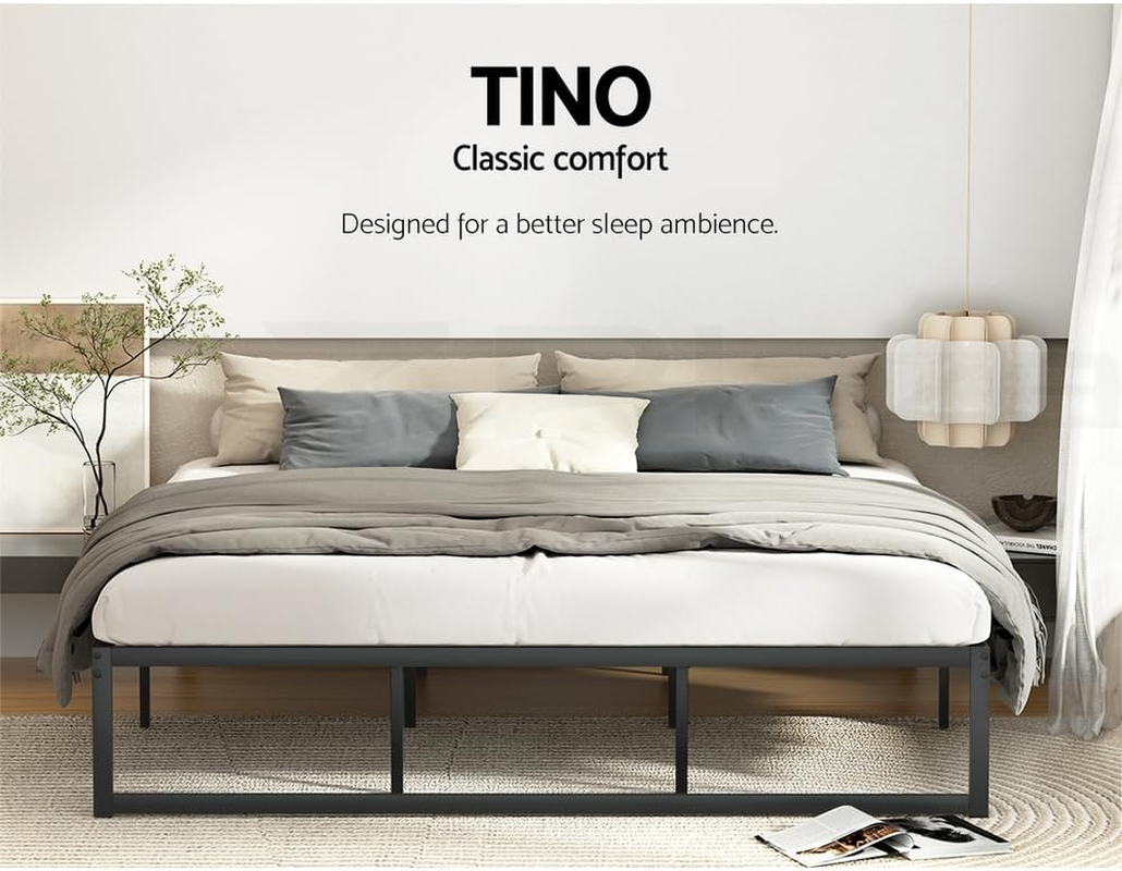 Artiss Queen Metal Bed Frame with Headboard(Base Only), Metal Platform Bed with Easy Assembly, 300Kg Capacity Heavy-Duty Metal Slats with under Bed Storage for Master Bedroom/Guest Room, Black image number 3