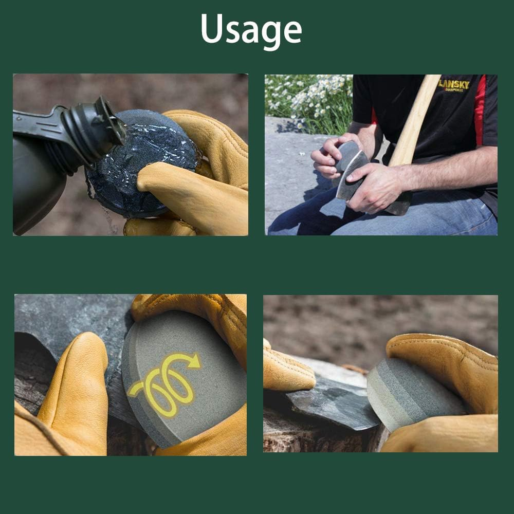 Multi-Purpose Axe Sharpening Stone, 1Pc round Axe Sharpening Stone, Dual Grit Camping Hatchet Sharpening Stone, Dual Grit Multi-Purpose Axe Sharpener& Hatchet Sharpening Stone Grinding Tool image number 5