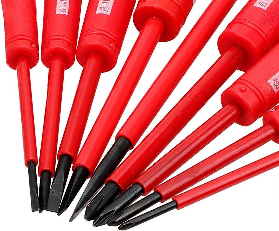 Meichoon 9 Piece Slotted and Phillips Insulated Screwdriver Set with Magnetic Tips 1000 Volt for Repair Home Improvement Craft,Df08