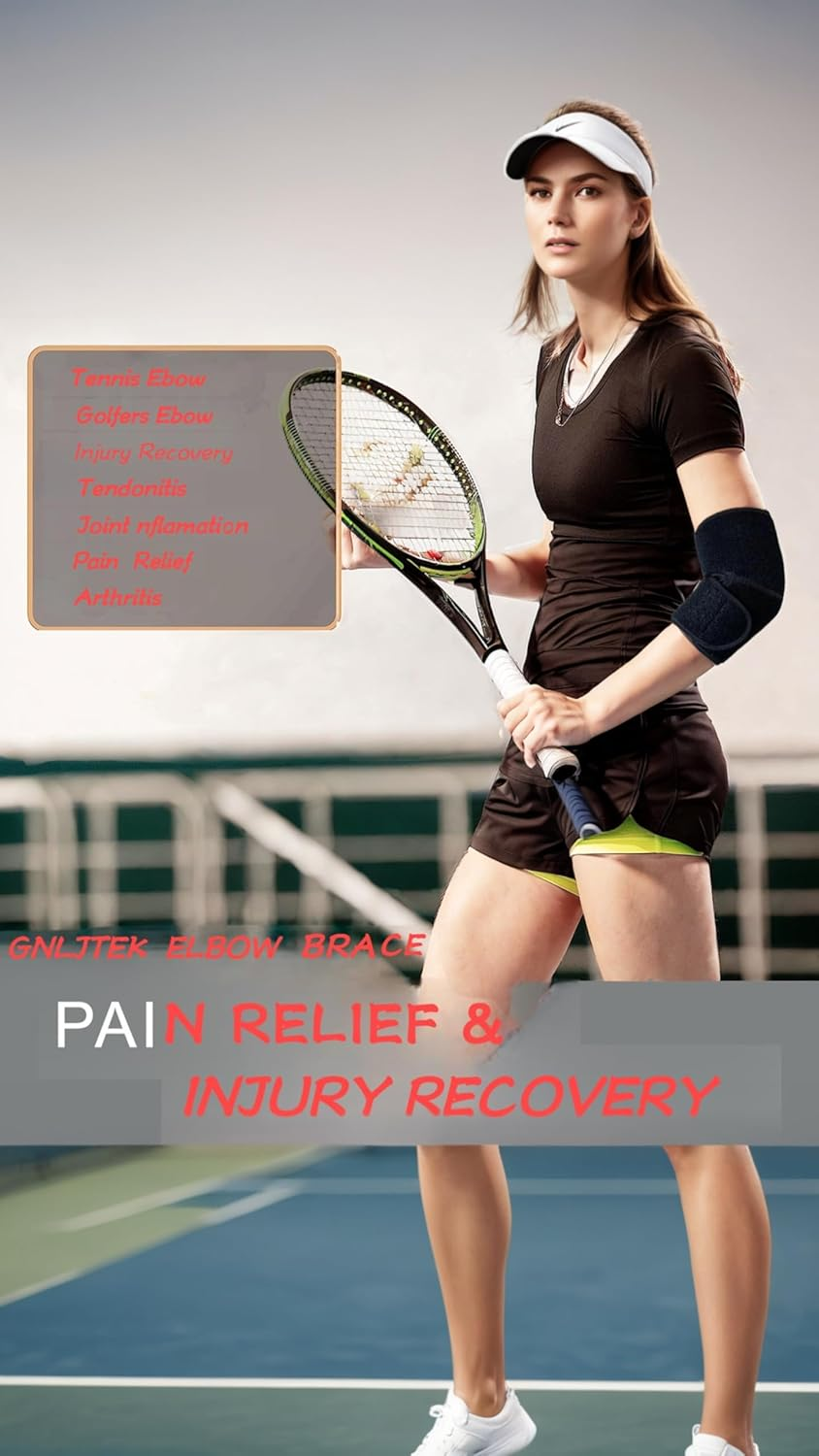 Honwor Adjustable Elbow Brace Tennis Compression Sleeve - Pain Relief for Golfer'S & Tennis Elbow, Weightlifting, Tendonitis, Arthritis, Sports Injury Recovery - Men & Women image number 2