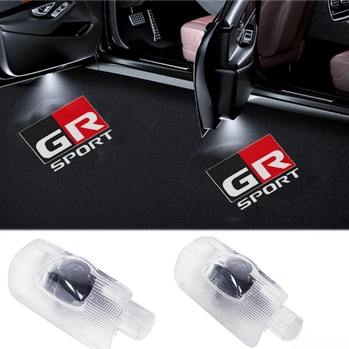GR Sport Logo Light for Toyota GAZOO Racing Car Door Light for Toyota AE86 GT86 Mark X Reiz GR Sport Toyota LED Courtesy Light (2Pcs)