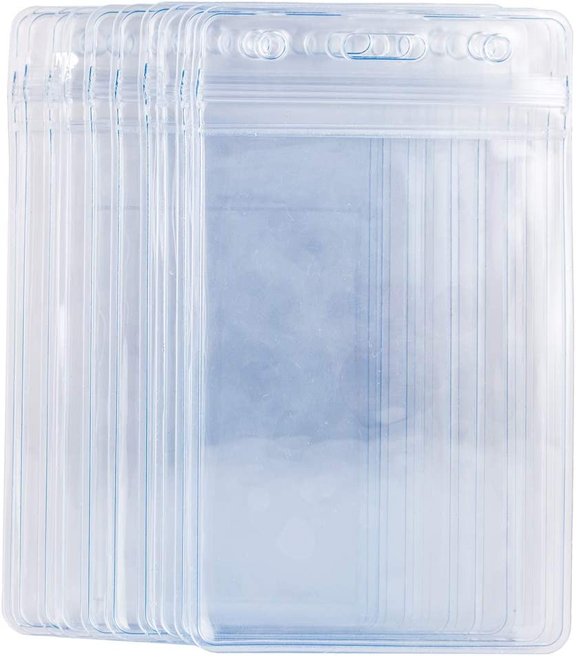 Vertical ID Card Name Tag Badge Holder with Waterproof Type Resealable Zip (Vertical ID, 6 Pcs) image number 5