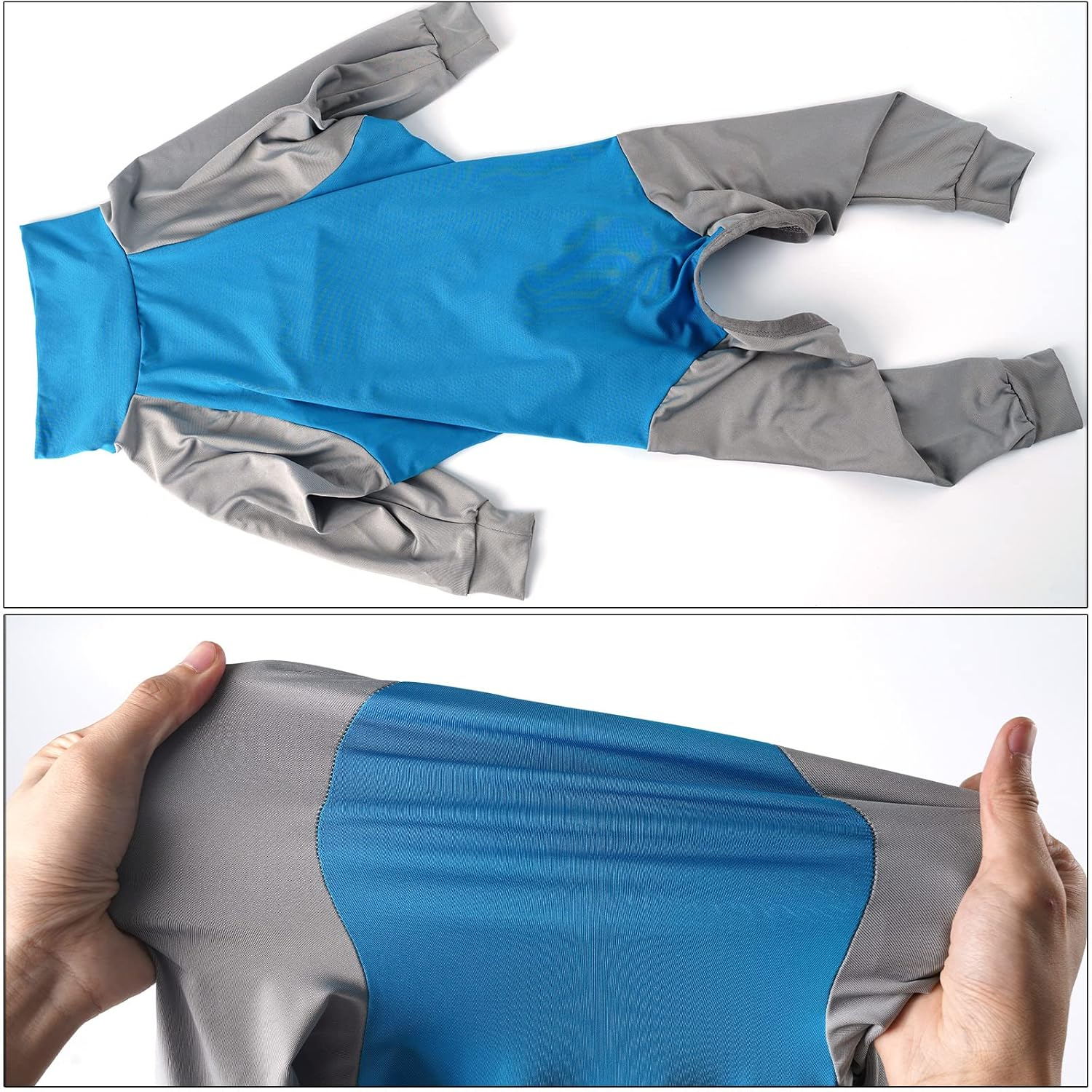 Dog Sweatshirts Four Legs Pet Jackets with Stretchy Fabric Splicing Color Turtleneck for Small Medium Large Dogs Comfortable Fit Blue