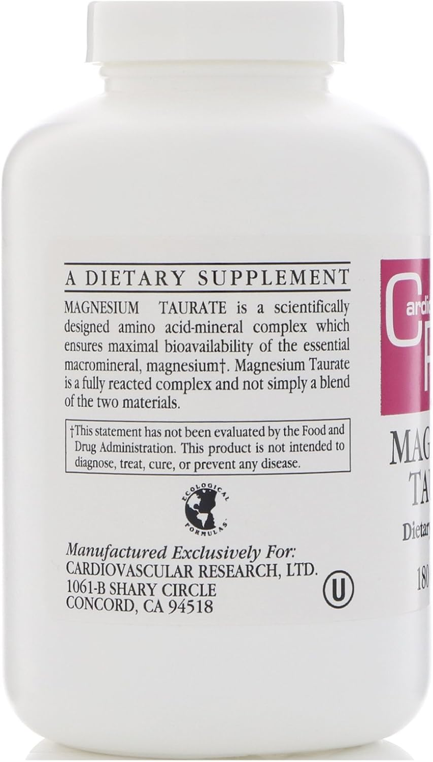 Cardiovascular Research Ltd, Magnesium Taurate, 180 Capsules image number 1
