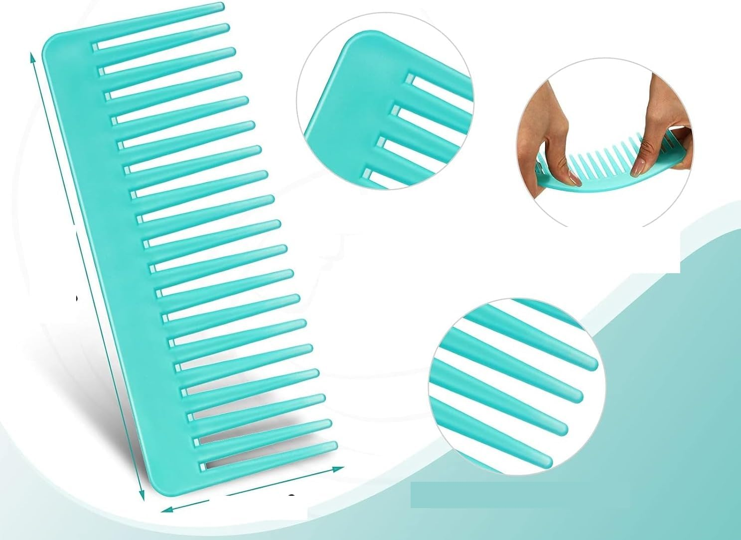 Large Hair Detangling Comb, Wide Tooth for Curly, Wet Dry Hair, No Handle Detangler Styling Shampoo Comb (Aqua Blue, One Size) image number 1