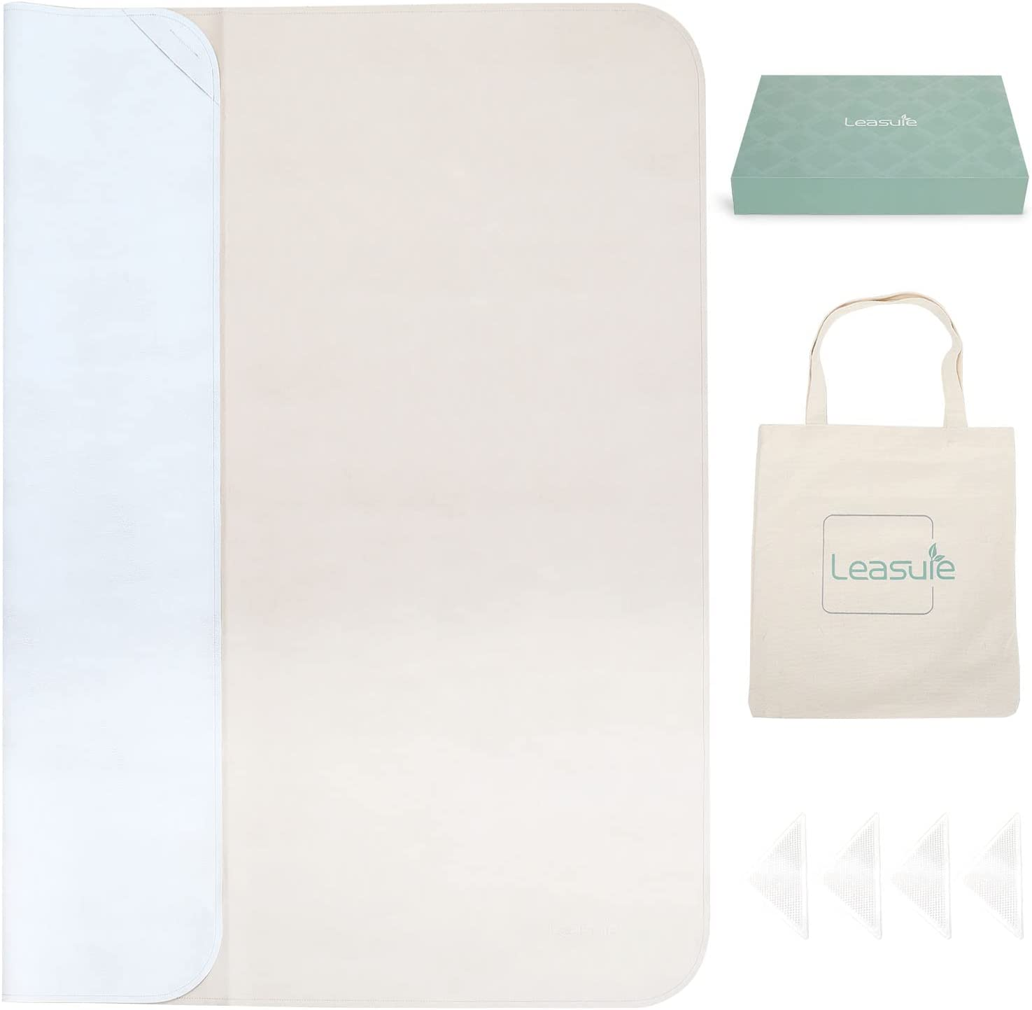 LEASURE 136Cm (53In) Double Sided Vegan Leather Splat Mat under High Chair, Large Waterproof Baby Play Mat, Wipe Clean Kids Mess, Outdoor Picnic Blanket & Beach, Non Toxic & Foldable