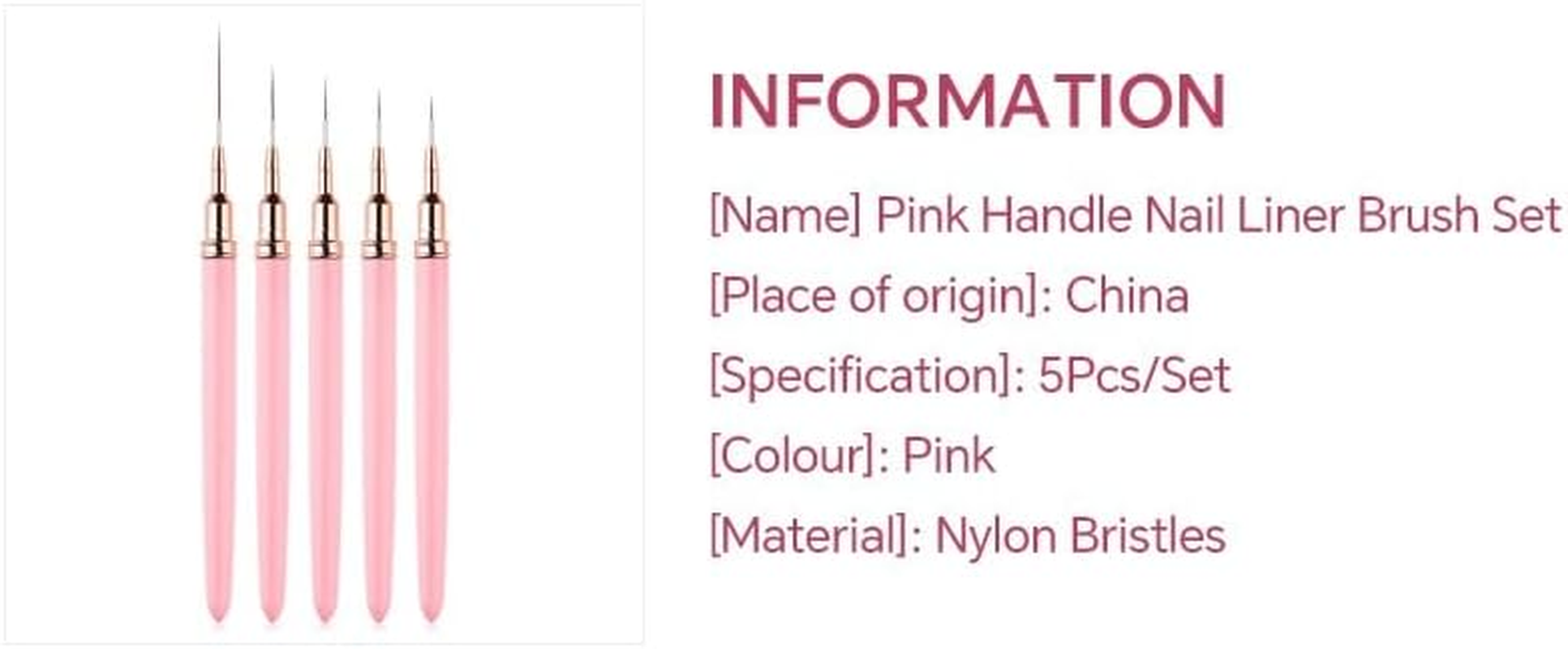 Rolabling 5PCS Nail Art Brushes for Gel Polish Metal Handle Detailing Brush Set (7/9/12/15/25Mm) Ultra Thin Liner Dotting & Striping Brushes for Nail Design, Manicure Tools for Salon & Home Use image number 5