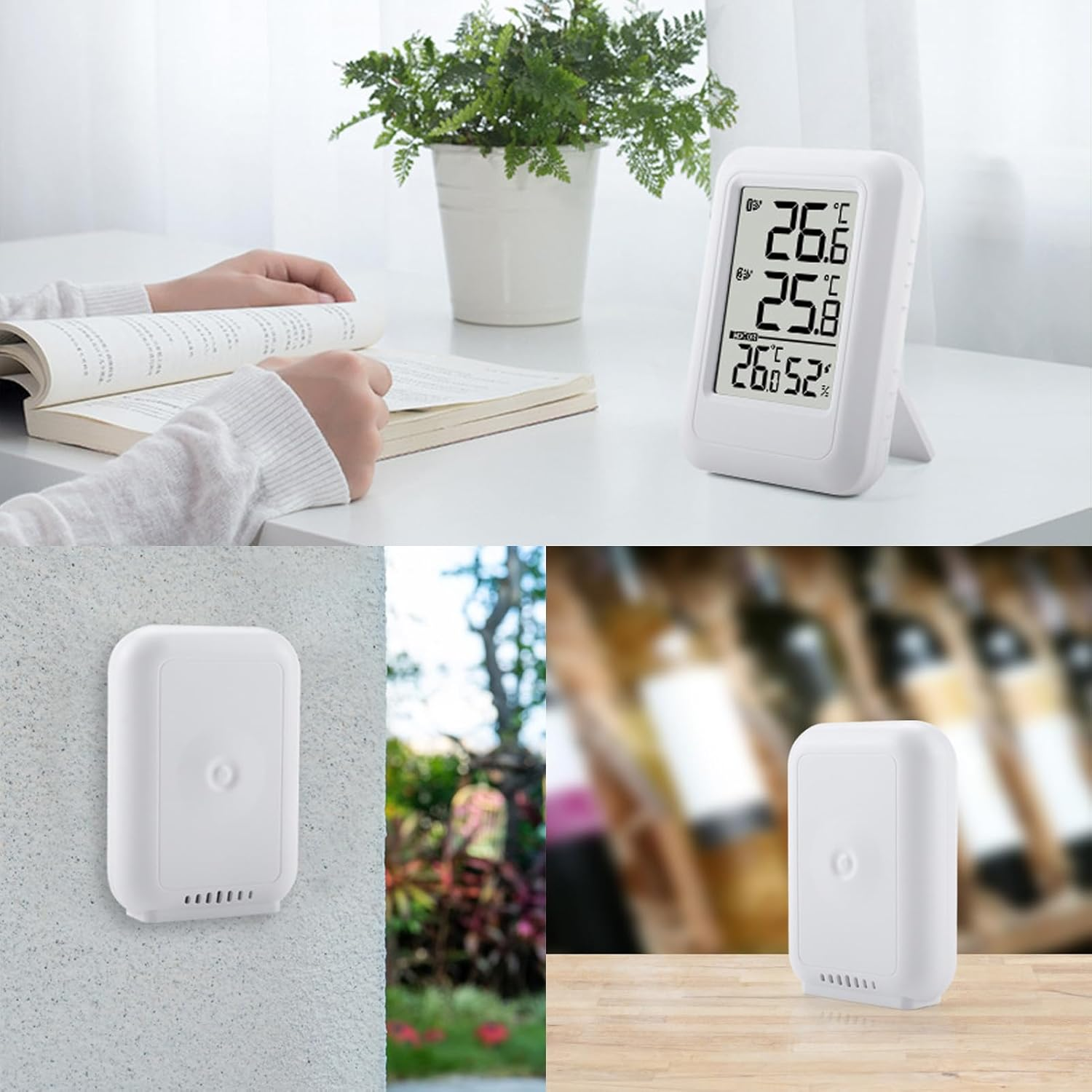 Indoor Outdoors Thermometer Wireless Hygrometer Humidity Monitor 2 Sensors image number 5