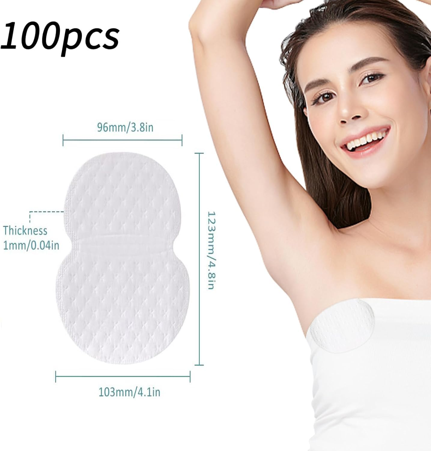 100 Pcs Underarm Sweat Pads, Self Adhesive Armpit Sweat Pads Shields Pads Disposable Sweat Absorbing Pads Perspiration Pads Sweat Patches Sweat Block for Women and Men image number 6