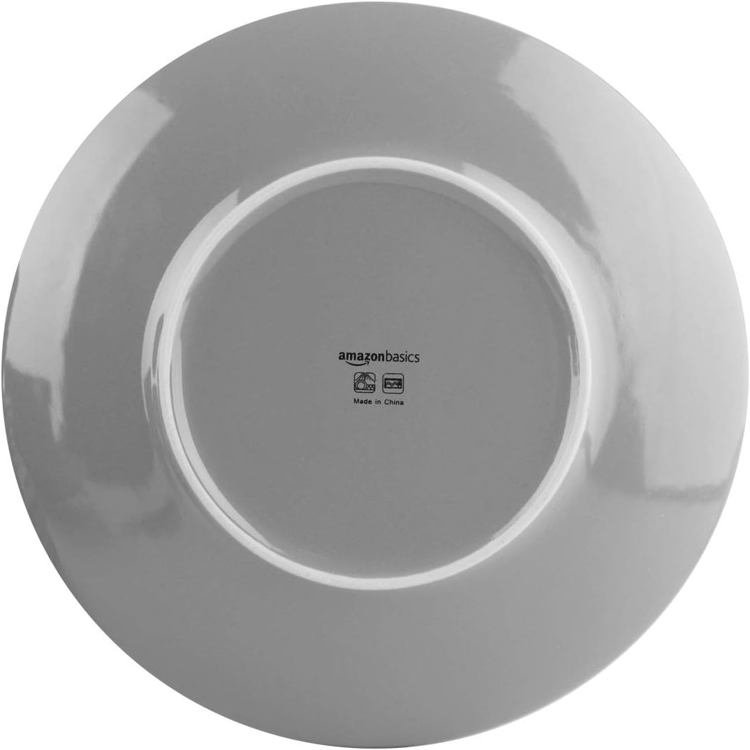 Amazon Basics 18-Piece Stoneware Dinnerware Set - Smokey Grey, Service for 6 - Fire Engine Red image number 7