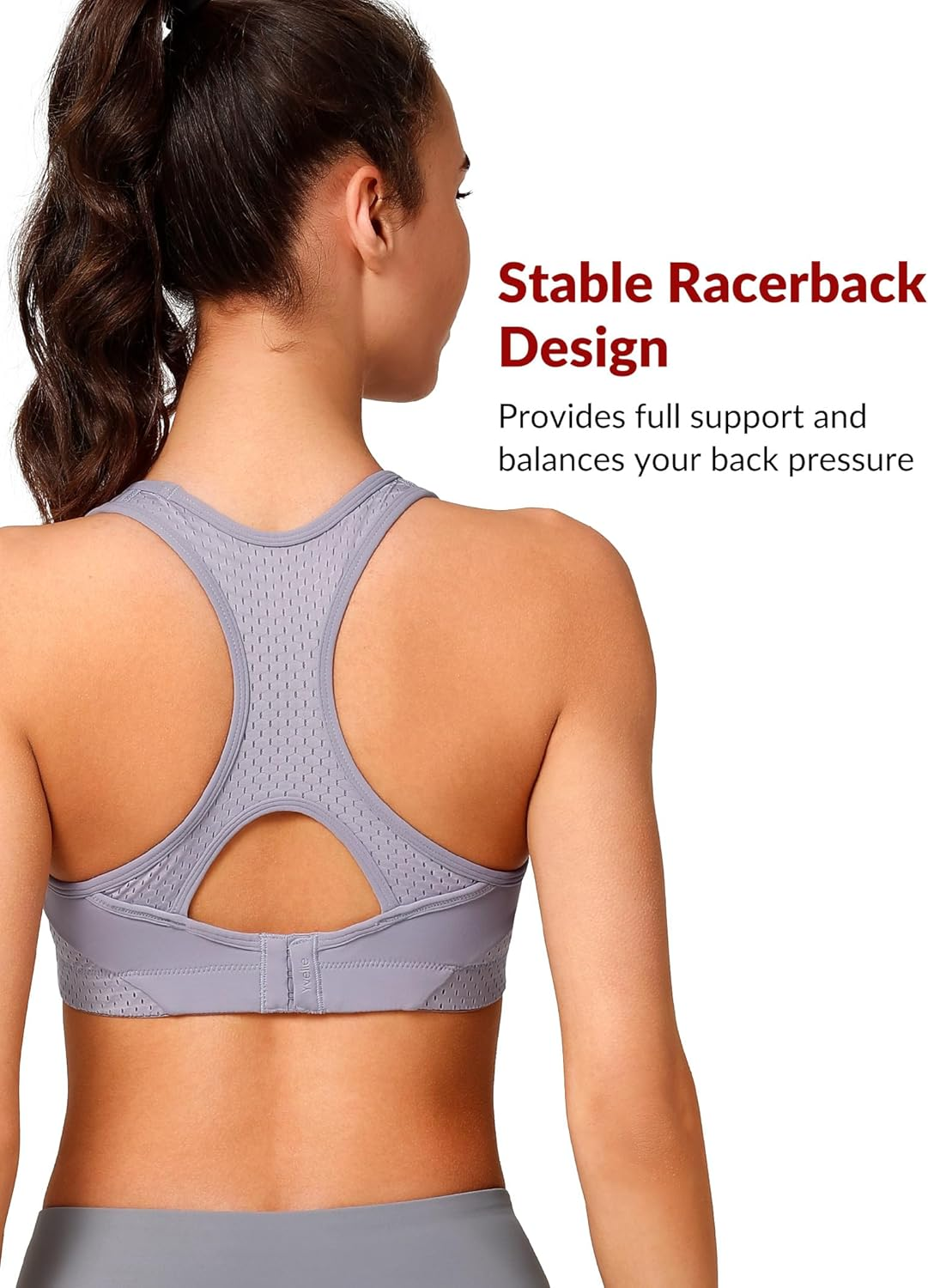 Yvette High Impact Sports Bra Y-Back High Support Workout Sports Bras for Women