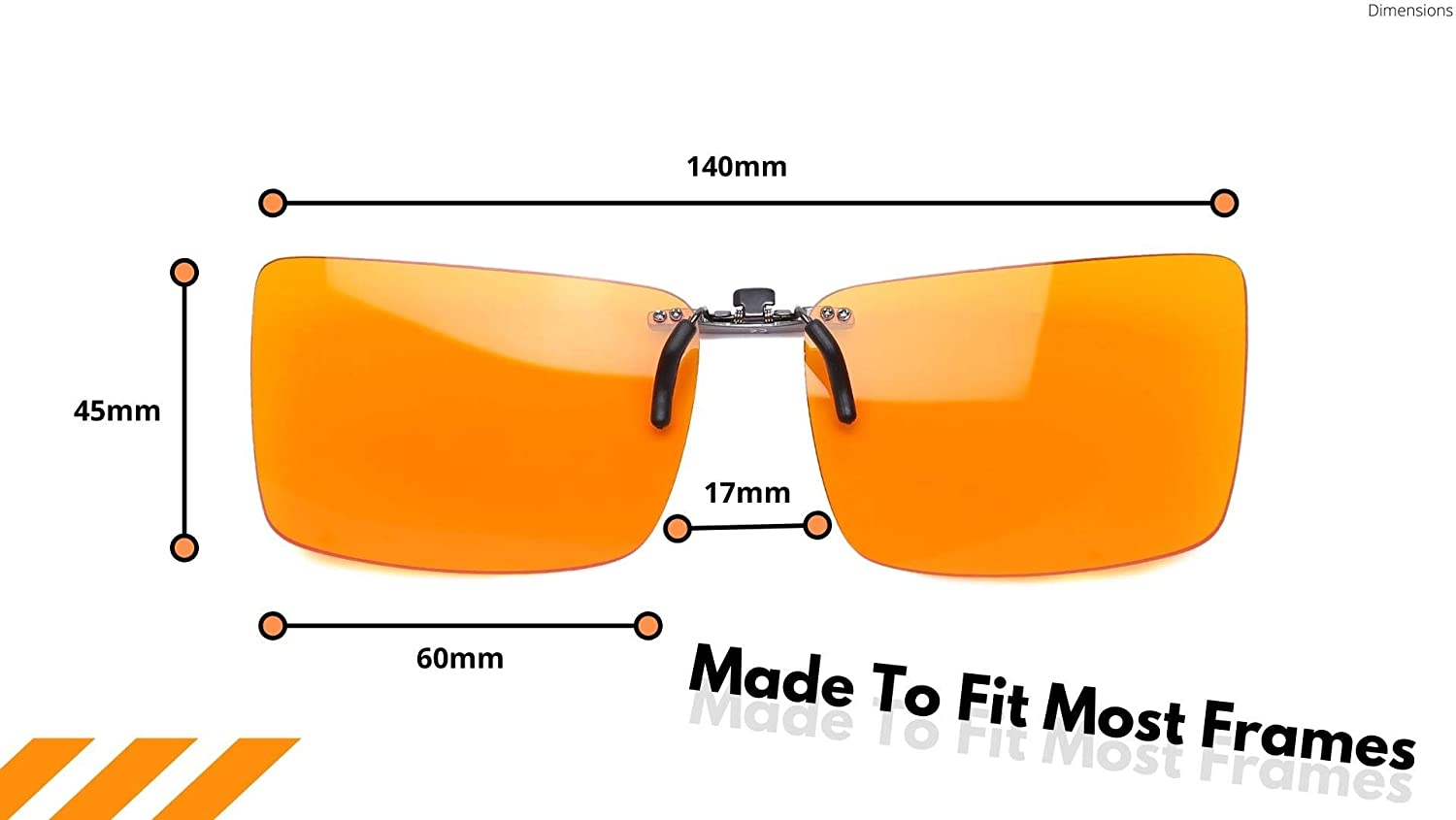 Clip on Blue Light Blocking Glasses for Sleep | Fits over  Glasses, Orange Lenses Help Reduce Computer Eye Strain and Induce Sleep image number 3