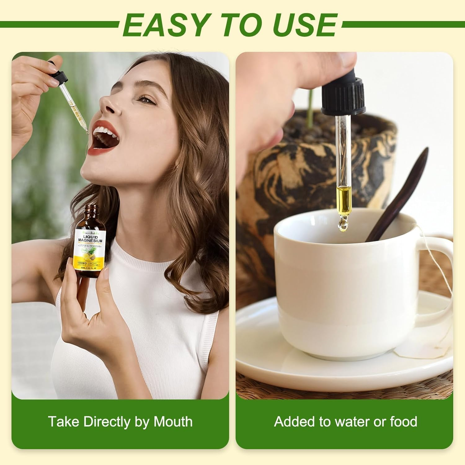 Liquid Magnesium 1000Mg | Magnesium Glycinate Liquid Drops with Cellulose Fiber, Bromelain, Vitamin B6, C, D, Zinc | Supports Muscle Relaxation, Sleep, Heart Health & Stress Relief | High Absorption Formula, Non-Gmo, Sugar-Free, Vegan Supplement | Pineapple Flavor | 60Ml image number 2