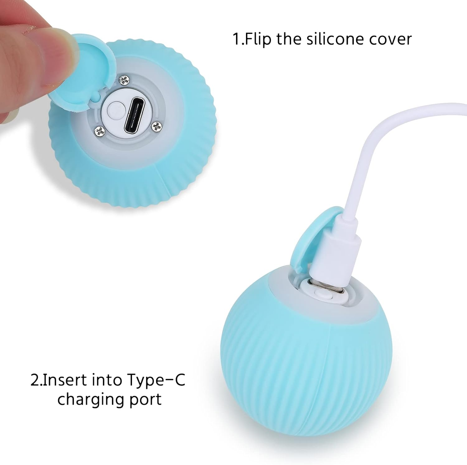 LUPAPA Cat Interactive Toy Ball Intelligent Funny Cat Ball 360 Degree Rotatable with LED Light USB Rechargeable Toy Ball Resistant to Bite (Blue)