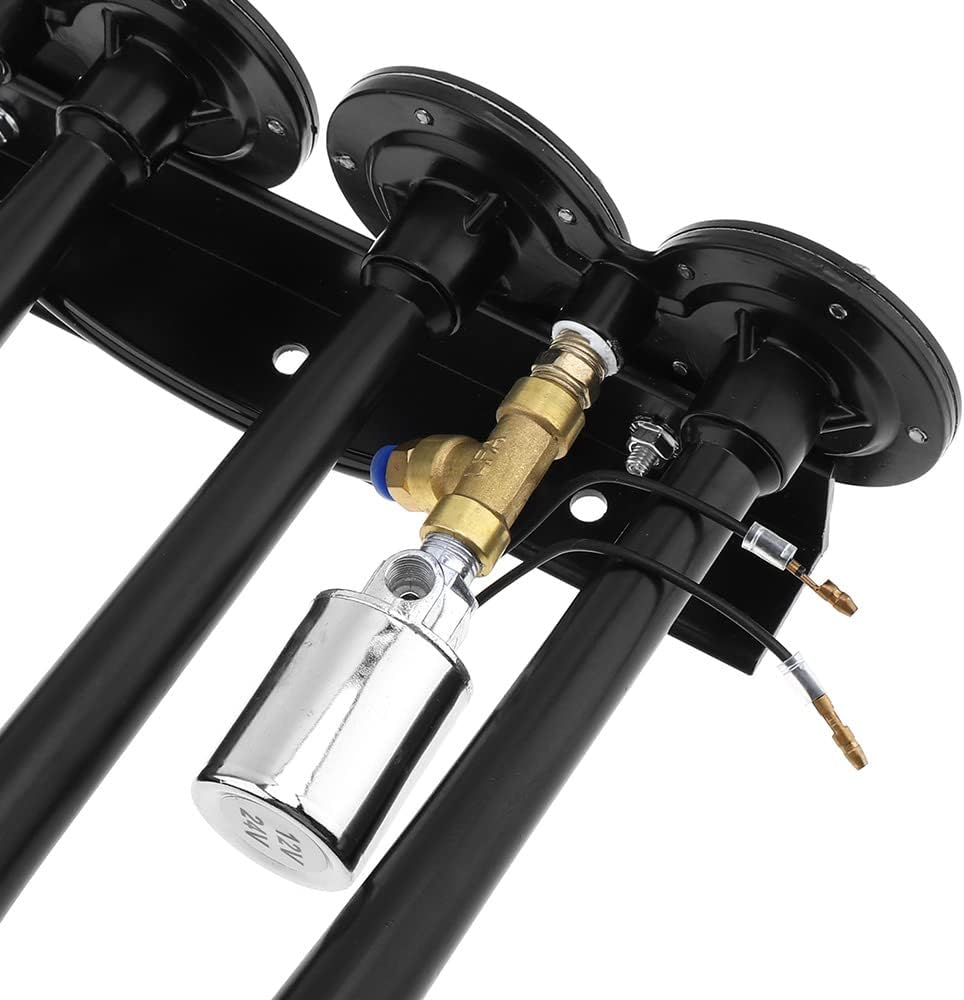 12V / 24V Truck Train Air Horn, 185Db Super Loud Four Trumpet Air Horn for Car Vehicle Truck Train Boat image number 5