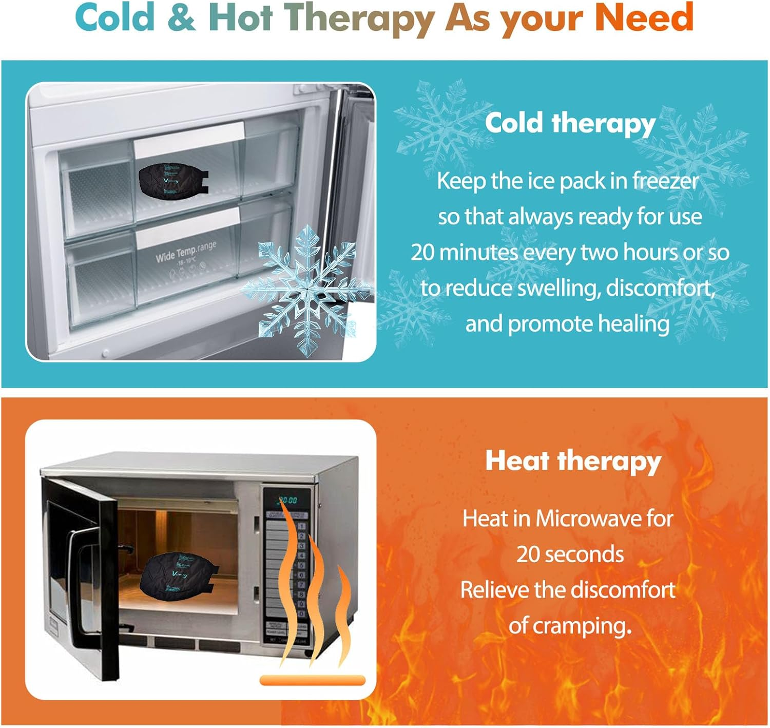 Vecozey Shin Splint Ice Pack for Entire Calf Pain Relief, Extra Large Reusable Gel Hot Cold Wrap for Leg Injuries and Recovery after Exercise, Cryotherapy Compression Sleeve for Lower Legs image number 1