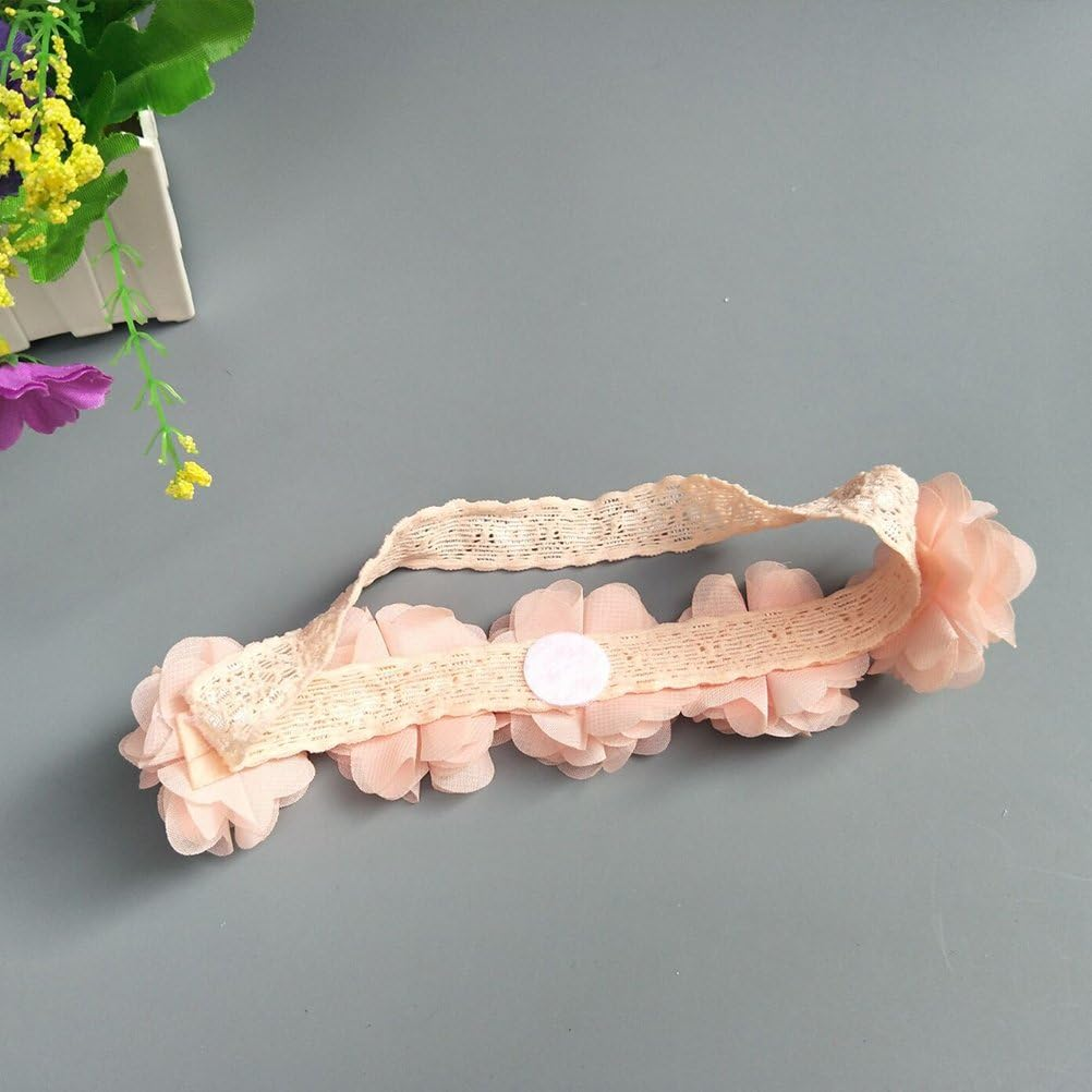 Baby Girls Headband Birthday Crown Fashion Hair Accessories for Newborn Infants Toddlers - Peach + White image number 5