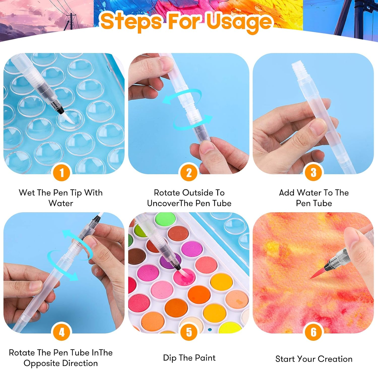 Watercolor Paint Set, Taotree 48-Color Watercolors Cake & a Brush a Refillable Water Brush Pen, Portable Water Colors Paints Set for Kids Children Students Adults Beginner Artists Painting Supplies