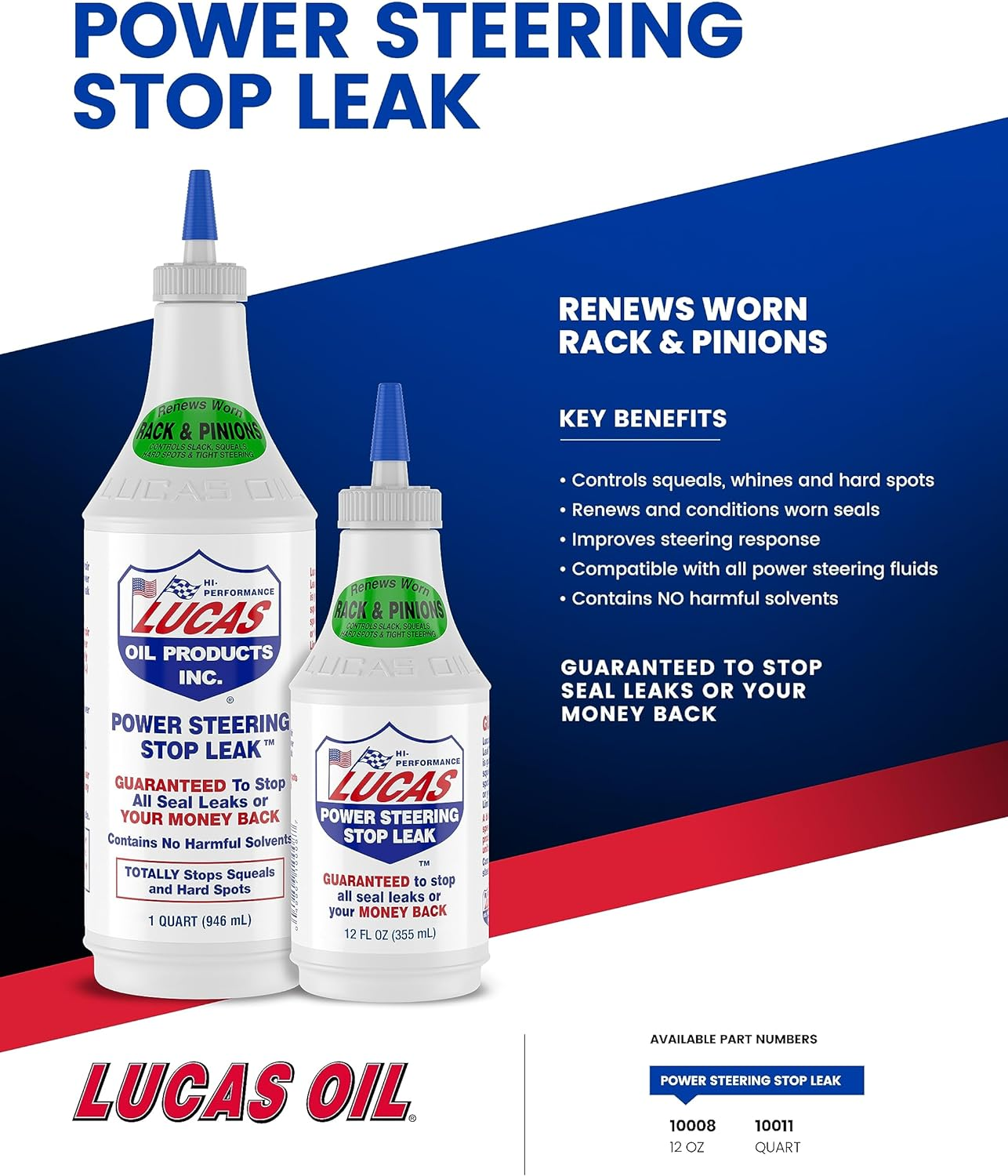 Lucas Oil Power Steering Stop Leak - 12 Ounce (355Mls) image number 3