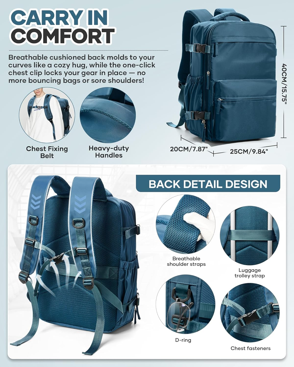 KEYEMP Vacuum Seal Backpack for Clothing Travel with Air Pump Waterproof Laptop Airback Carry on Backpack image number 3