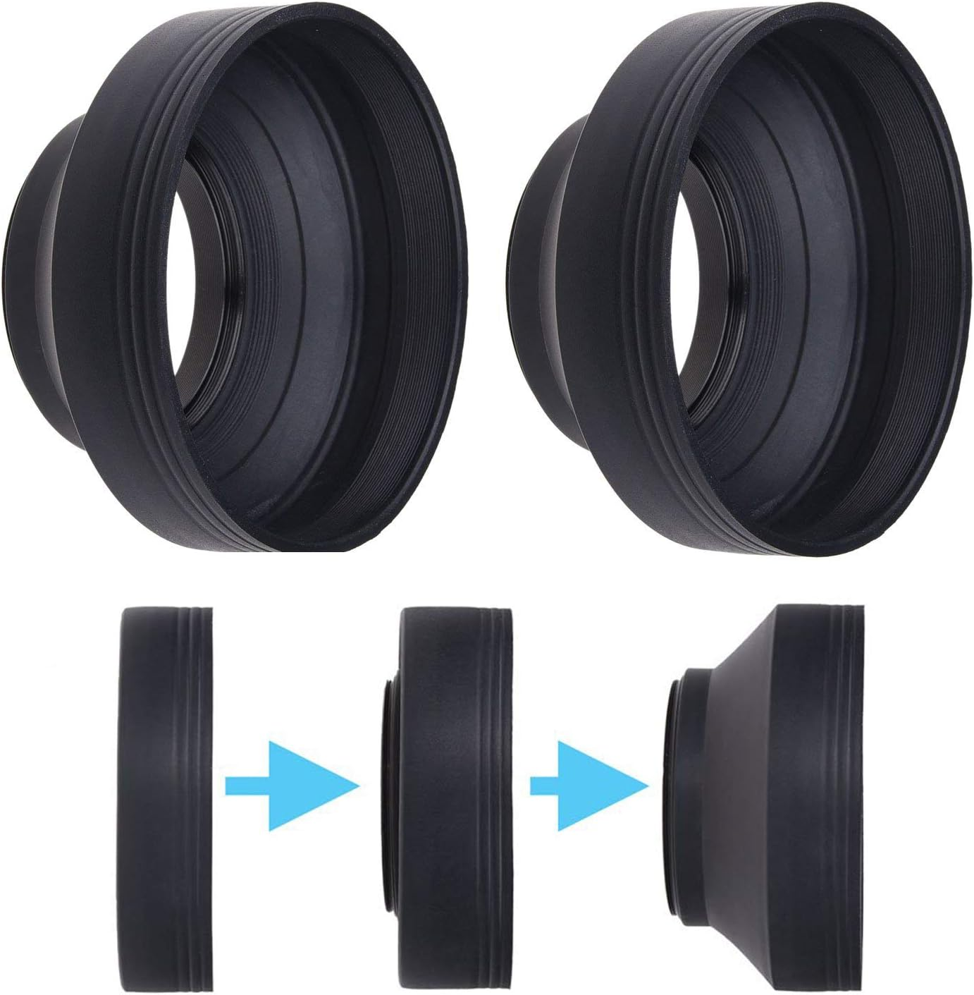 67Mm Camera Lens Hood - Rubber - Set of 2 - Collapsible in 3 Steps - Sun Shade/Shield - Reduces Lens Flare and Glare - Blocks Excess Sunlight for Enhanced Photography and Video Footage - Perfect image number 6