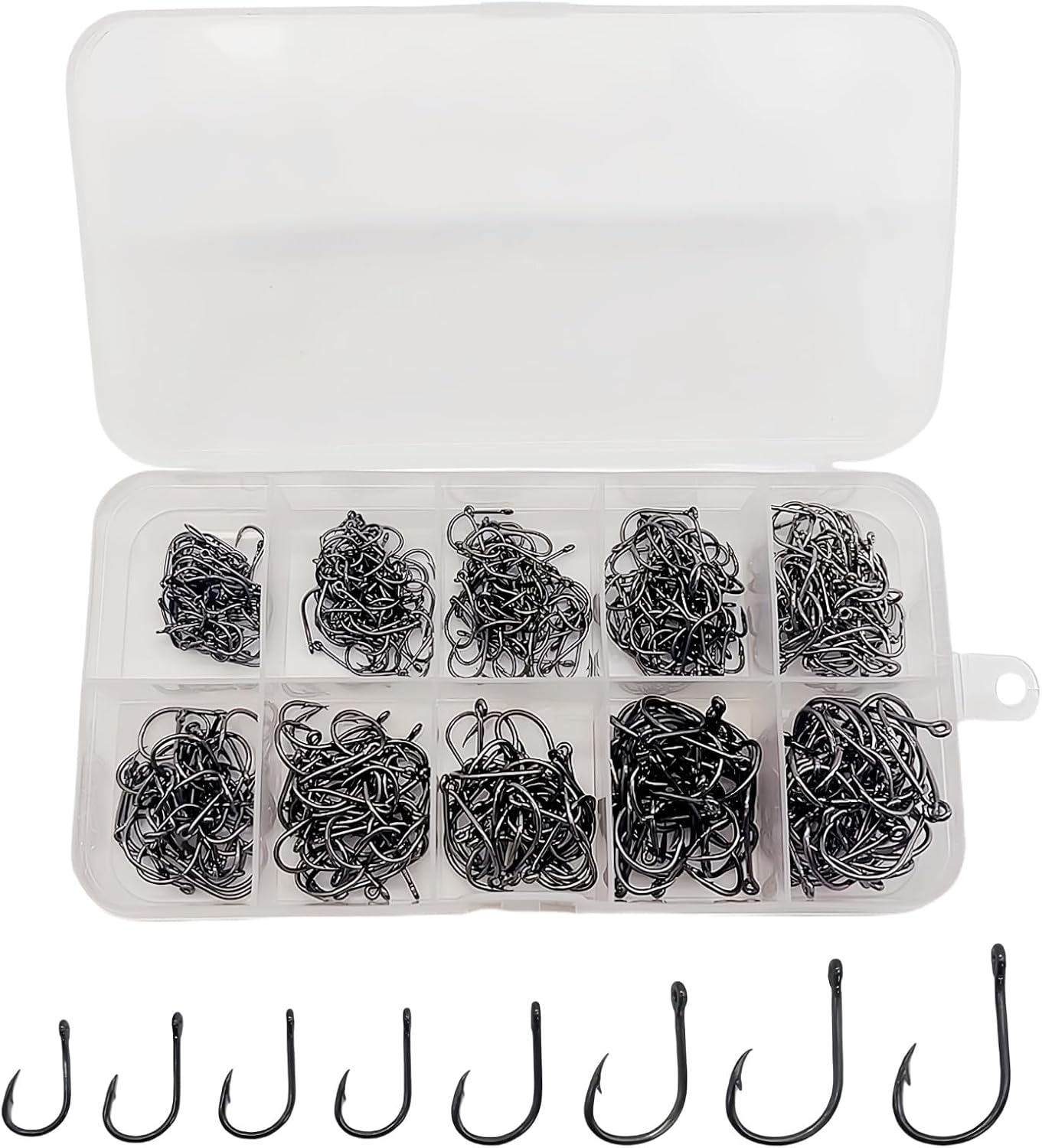 Castaic 500Pcs Fishing Hooks, Carbon Steel Hooks,Worm Hooks for Fishing Lovers image number 2