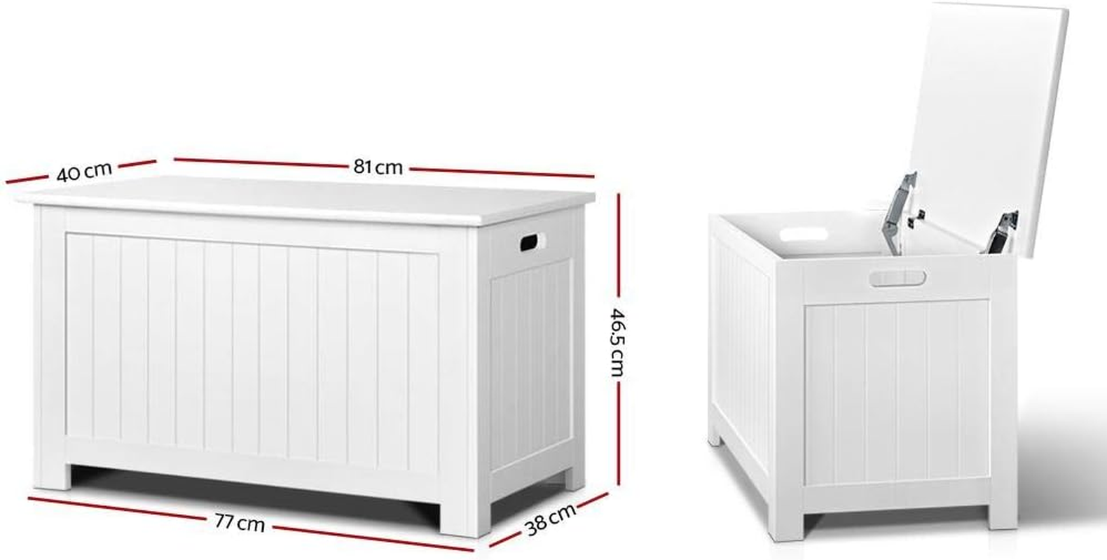 Keezi Kids Toy Box, Children Toys Storage Container Clothes Cabinet Chest Activity Centre Furniture Multifunctional Play Living Room Bedroom Decor, MDF Bench White image number 4