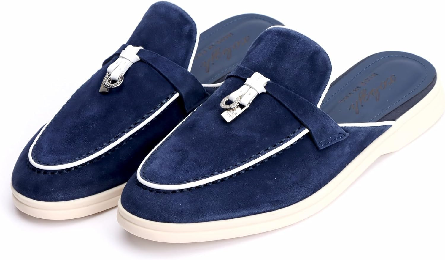 XOBZJH Designer Women'S Mules Flat Heel - Suede Leather Flats with Tassel Detail, Comfortable Slip-On Backless Loafers,Casual & Work Shoes image number 2