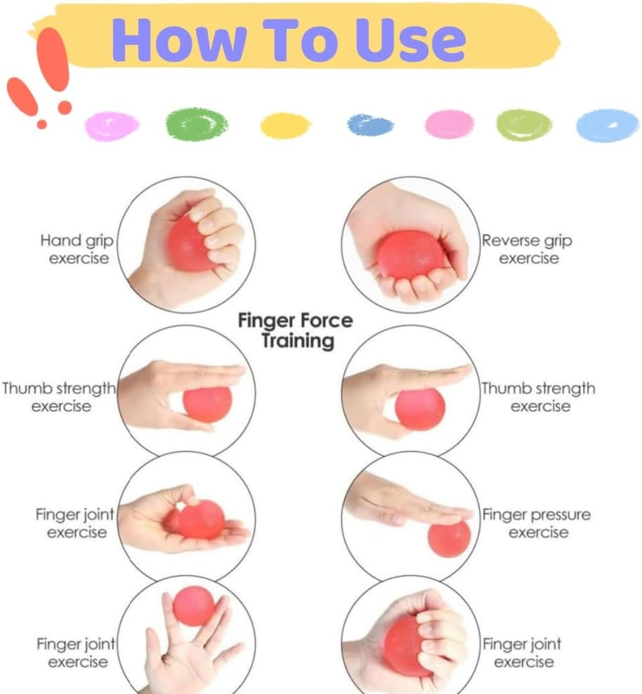 3Pcs Anti-Stress Relief Balls, Physical Therapy Hand Exercise Ball Kit, Finger Wrist Muscle Arthritis Hand Grip Training, Hand Grip Strengthening Training Balls (Yellow, Orange, Blue) image number 5