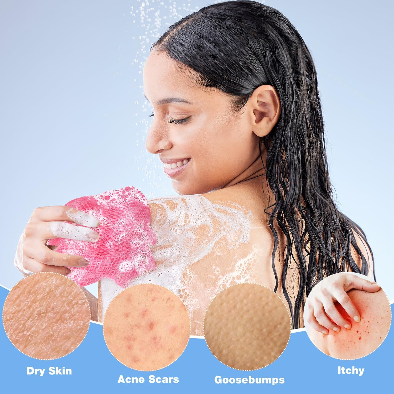 African Net Sponge Authentic - 2 Pack Afro Scrubber Bath Loofah Exfoliating Net Sponge for Shower, African Bath Sponges Exfoliator and Exfoliating Mitt for Most Skin Back Scrub Washer Accessories image number 4