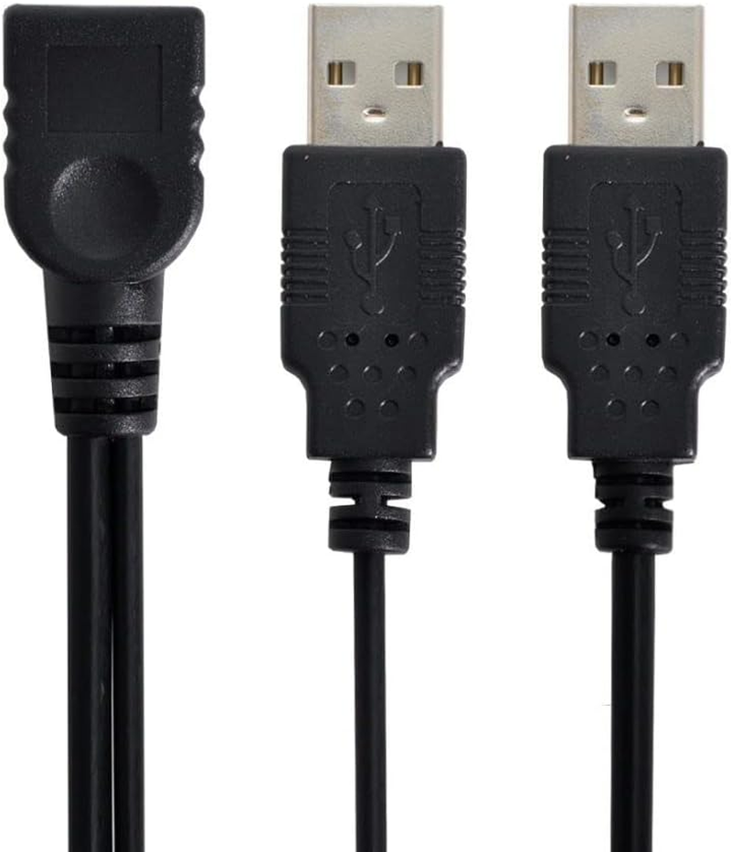 CY USB 2.0 Type a Female to Dual Type a Male Extra Power Data Y Cable for 2.5" Hard Disk image number 1