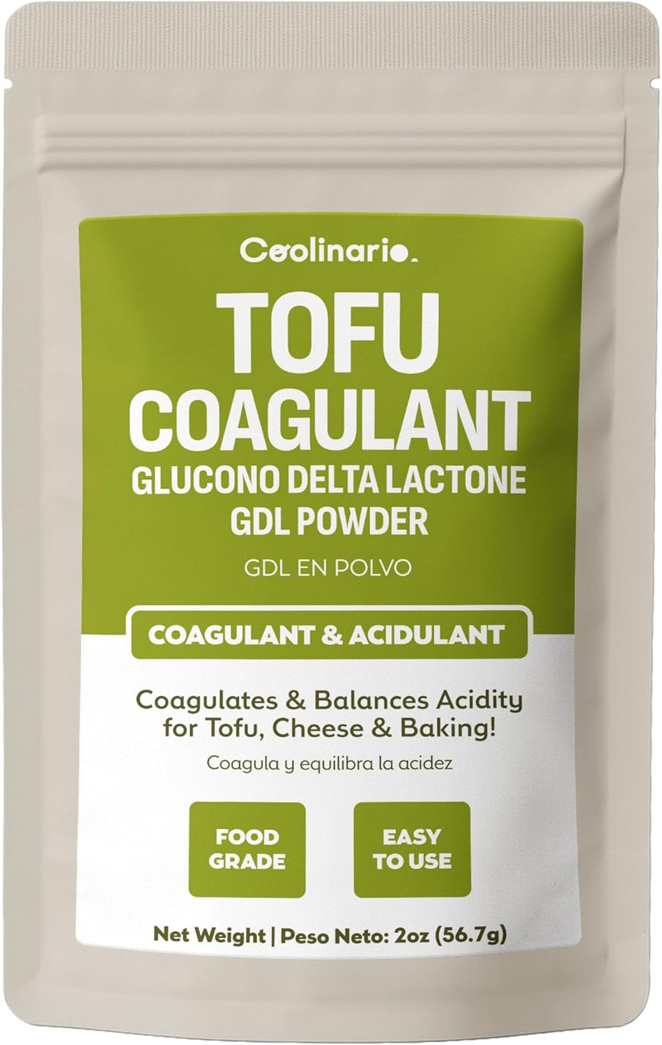Coolinario Glucono Delta Lactone - GDL (2 Oz) Mild Acidulant & Coagulant for Tofu, Cheese & Baking | Gentle Sweet-Tart Flavor | Perfect for Molecular Gastronomy & Food Preservation | Food-Grade image number 5